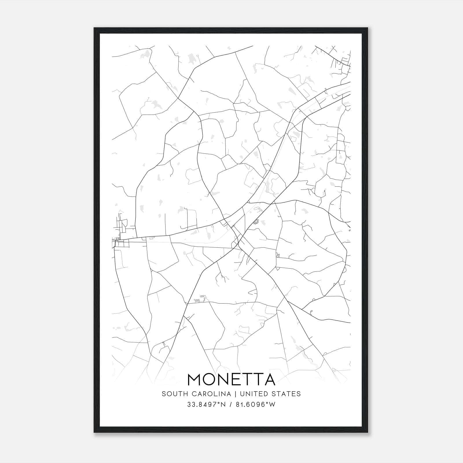 Monetta South Carolina Map Poster, Modern Home Decor Wall Art Print Monetta South Carolina Map Poster, Modern Home Decor Wall Art Print