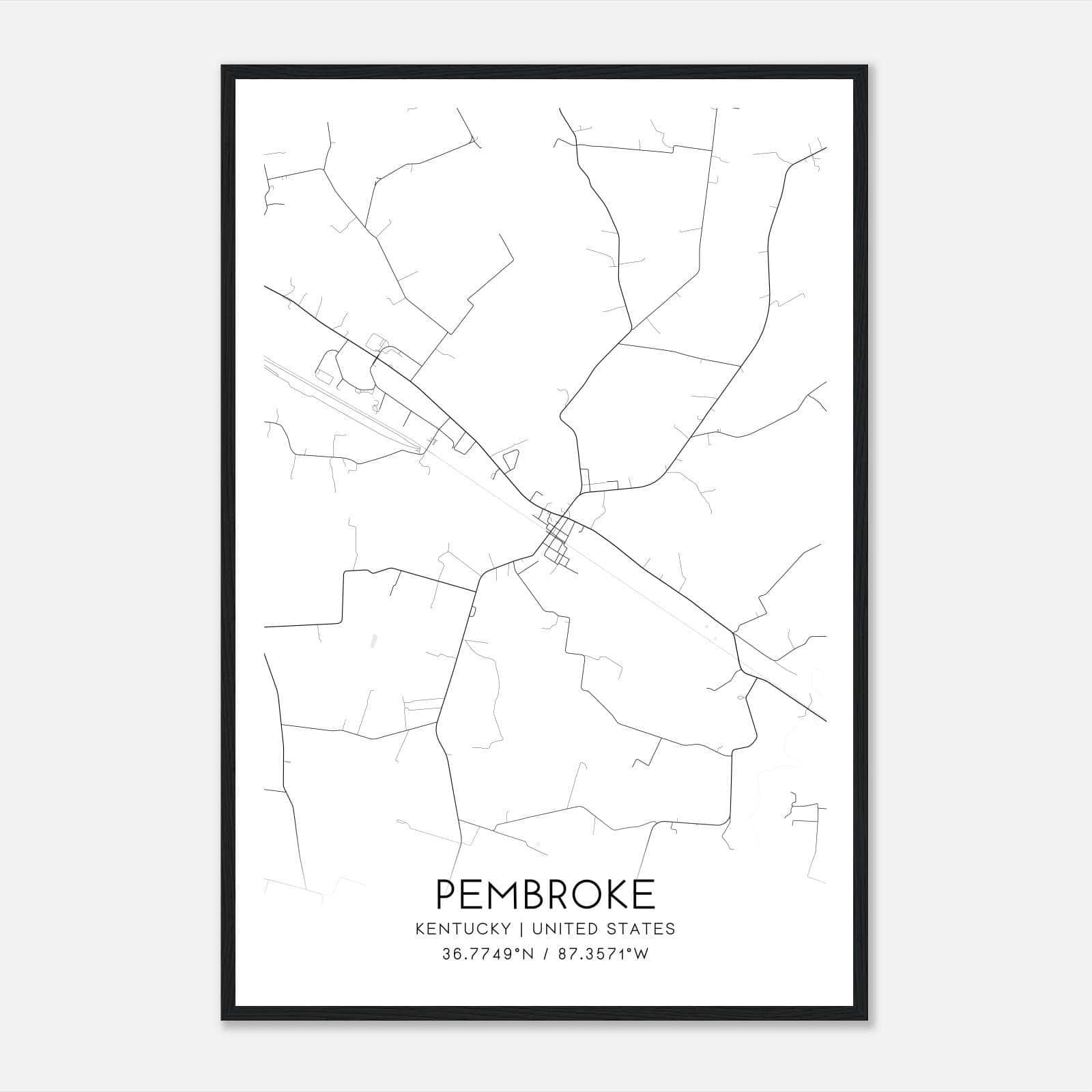 Pembroke Kentucky Map Poster, Modern Home Decor Wall Art Print Pembroke Kentucky Map Poster, Modern Home Decor Wall Art Print