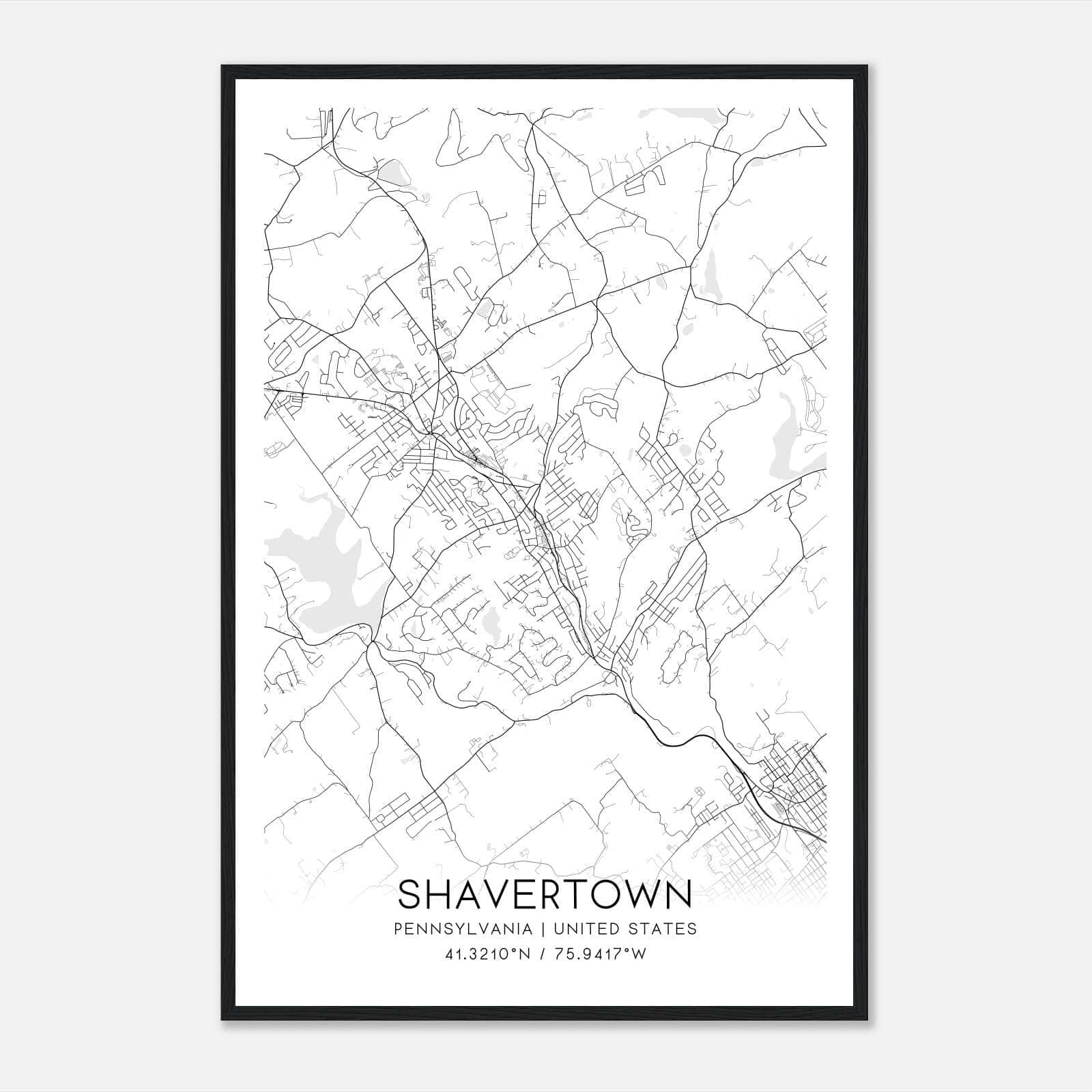 Shavertown Pennsylvania Map Poster, Modern Home Decor Wall Art Print Shavertown Pennsylvania Map Poster, Modern Home Decor Wall Art Print