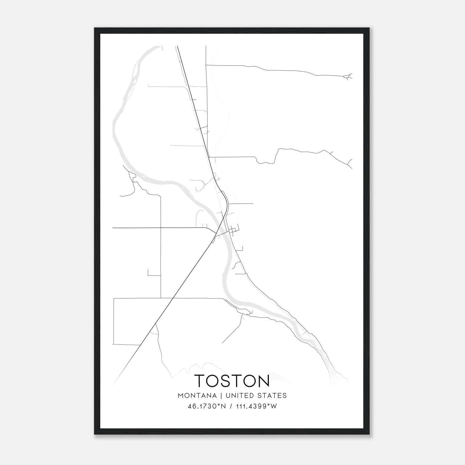 Toston Montana Map Poster, Modern Home Decor Wall Art Print Toston Montana Map Poster, Modern Home Decor Wall Art Print