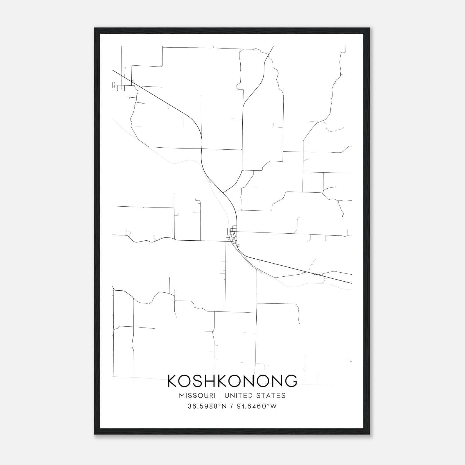 Koshkonong Missouri Map Poster, Modern Home Decor Wall Art Print Koshkonong Missouri Map Poster, Modern Home Decor Wall Art Print