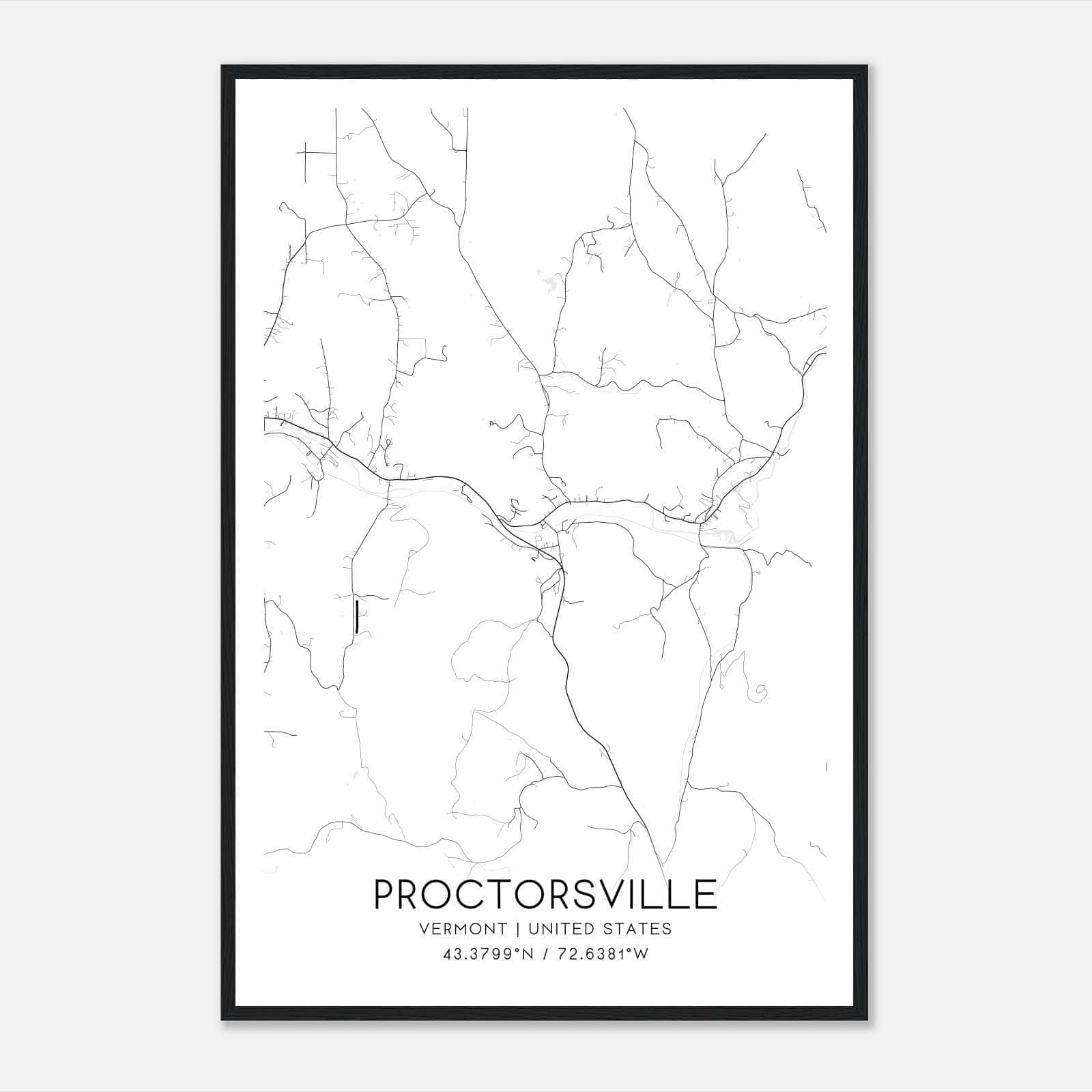 Proctorsville Vermont Map Poster, Modern Home Decor Wall Art Print Proctorsville Vermont Map Poster, Modern Home Decor Wall Art Print