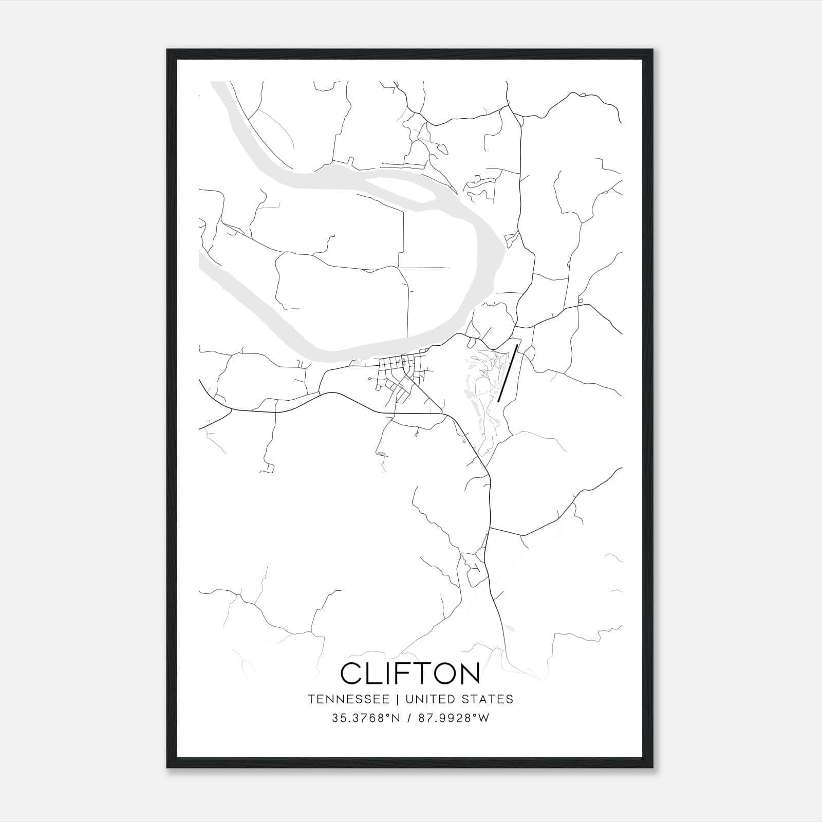 Clifton Tennessee Map Poster, Modern Home Decor Wall Art Print Clifton Tennessee Map Poster, Modern Home Decor Wall Art Print