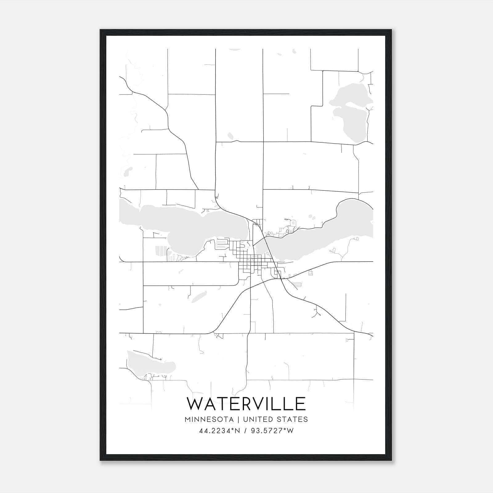 Waterville Minnesota Map Poster, Modern Home Decor Wall Art Print Waterville Minnesota Map Poster, Modern Home Decor Wall Art Print