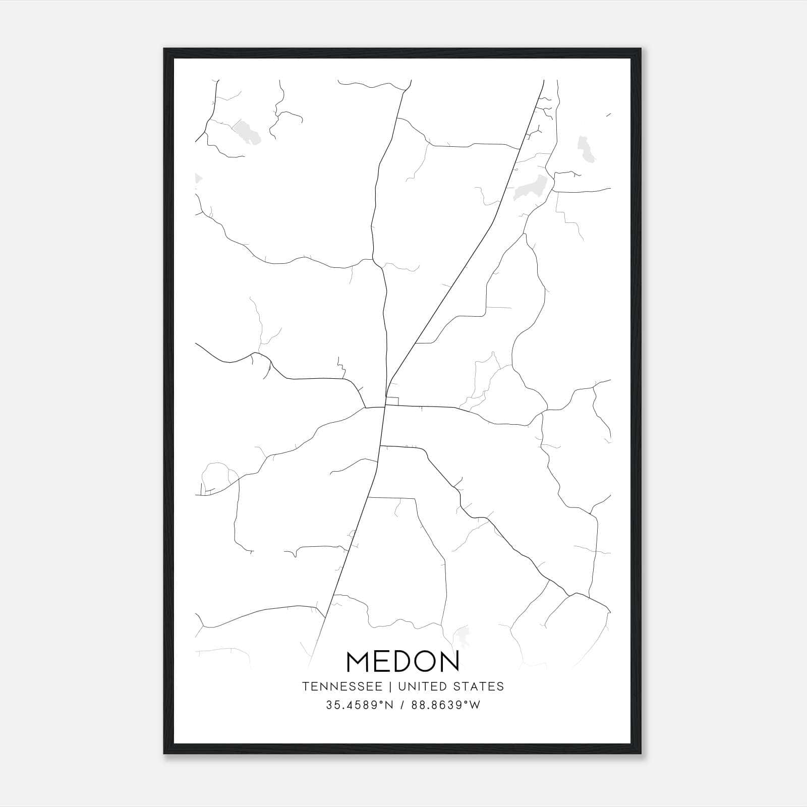 Medon Tennessee Map Poster, Modern Home Decor Wall Art Print Medon Tennessee Map Poster, Modern Home Decor Wall Art Print