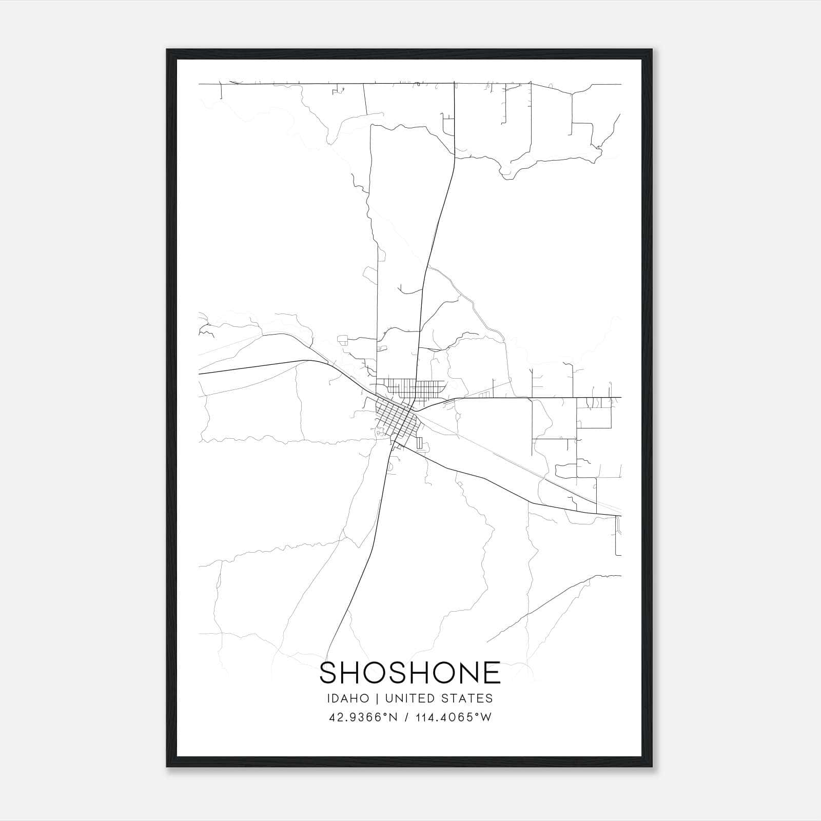 Shoshone Idaho Map Poster, Modern Home Decor Wall Art Print Shoshone Idaho Map Poster, Modern Home Decor Wall Art Print