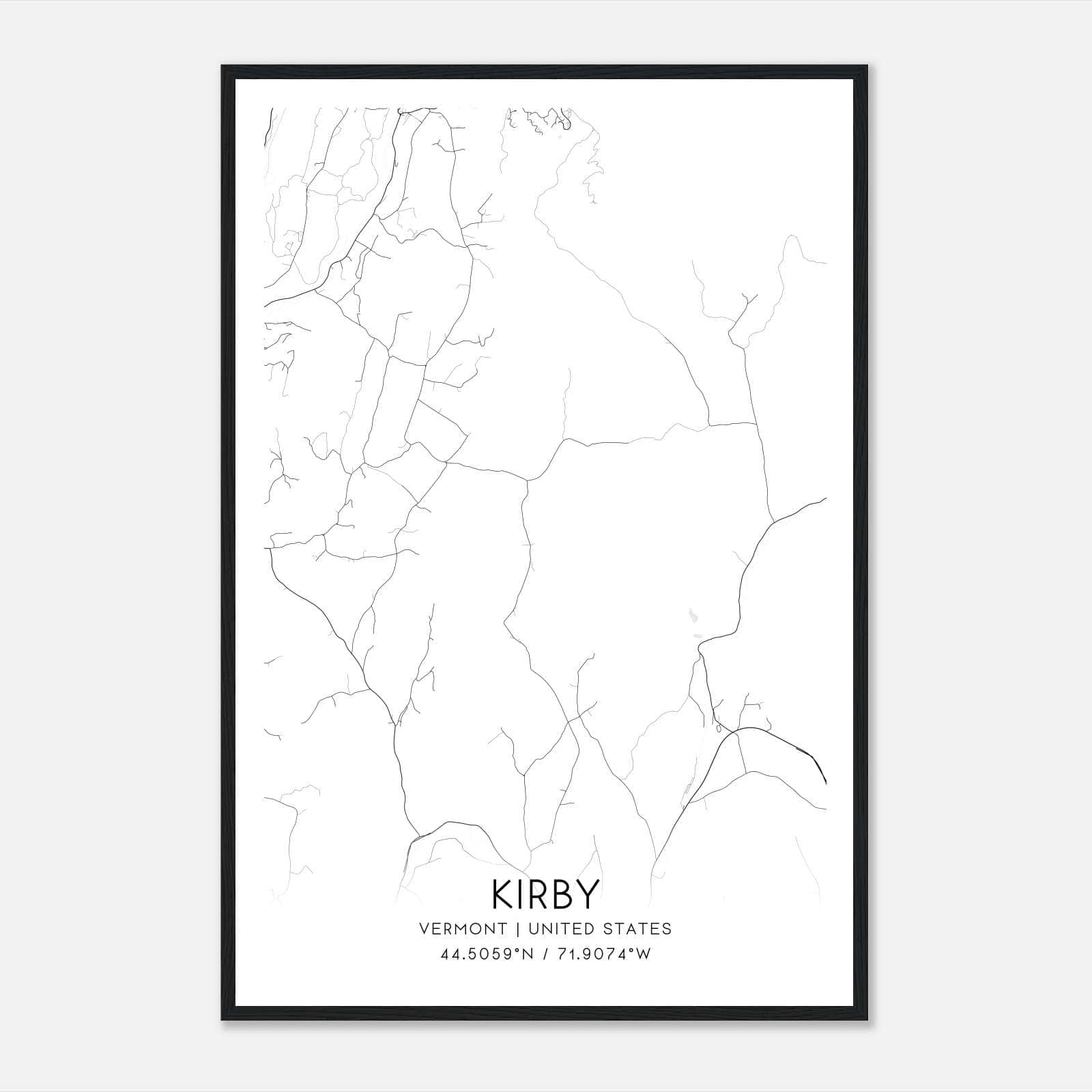 Kirby Vermont Map Poster, Modern Home Decor Wall Art Print Kirby Vermont Map Poster, Modern Home Decor Wall Art Print