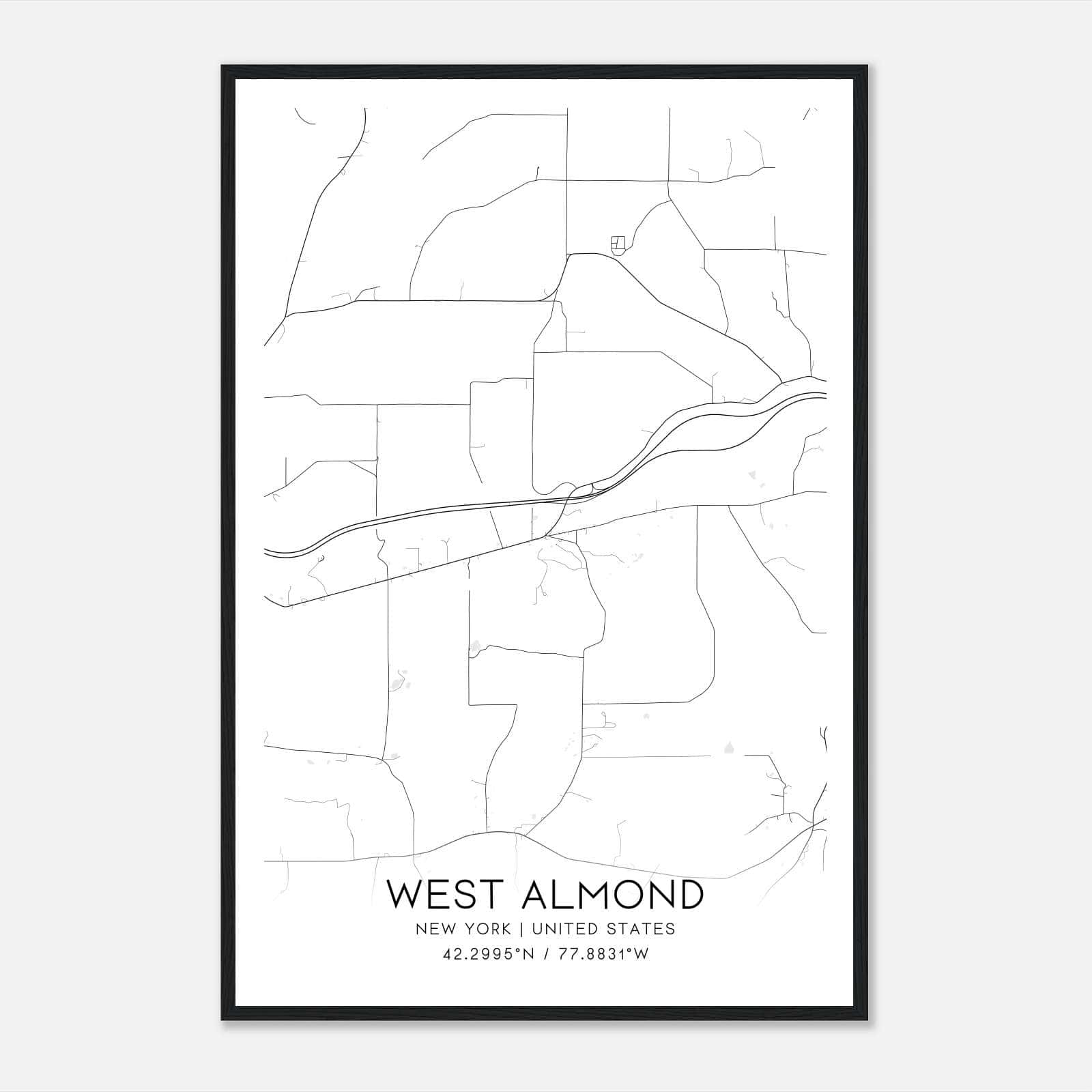 West Almond New York Map Poster, Modern Home Decor Wall Art Print West Almond New York Map Poster, Modern Home Decor Wall Art Print