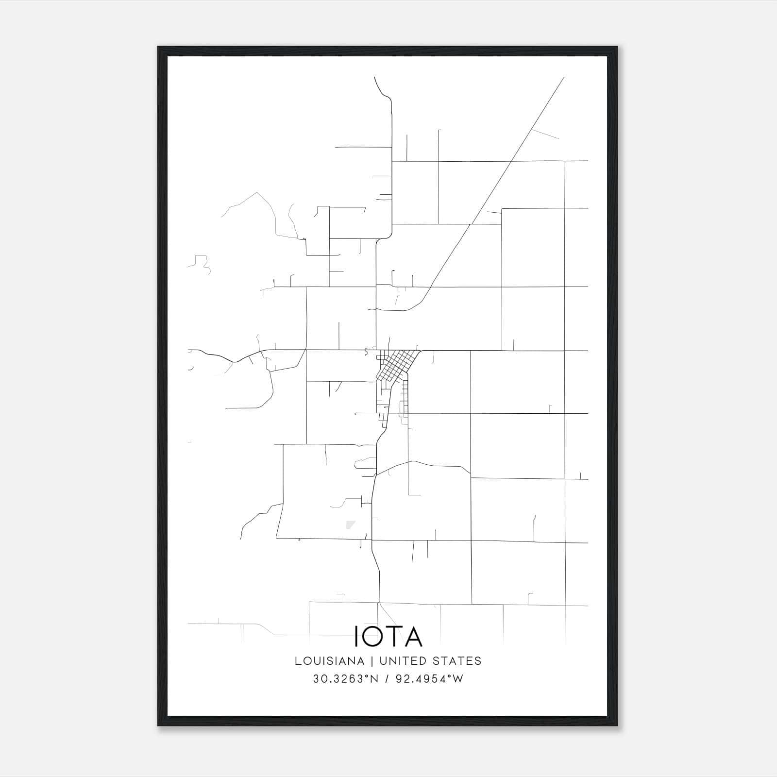 Iota Louisiana Map Poster, Modern Home Decor Wall Art Print Iota Louisiana Map Poster, Modern Home Decor Wall Art Print