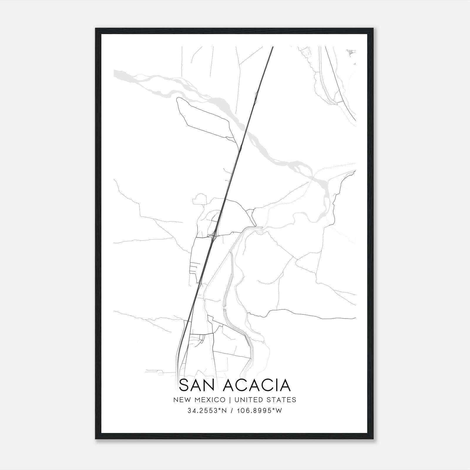 San Acacia New Mexico Map Poster, Modern Home Decor Wall Art Print San Acacia New Mexico Map Poster, Modern Home Decor Wall Art Print