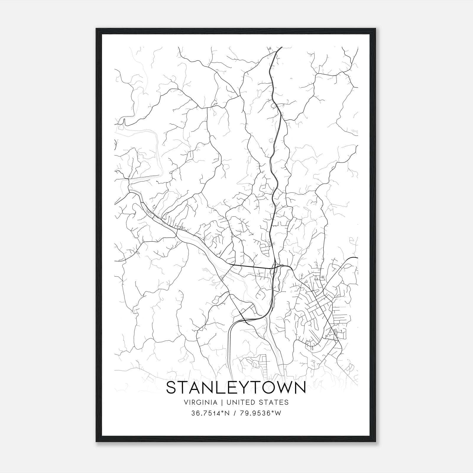 Stanleytown Virginia Map Poster, Modern Home Decor Wall Art Print Stanleytown Virginia Map Poster, Modern Home Decor Wall Art Print