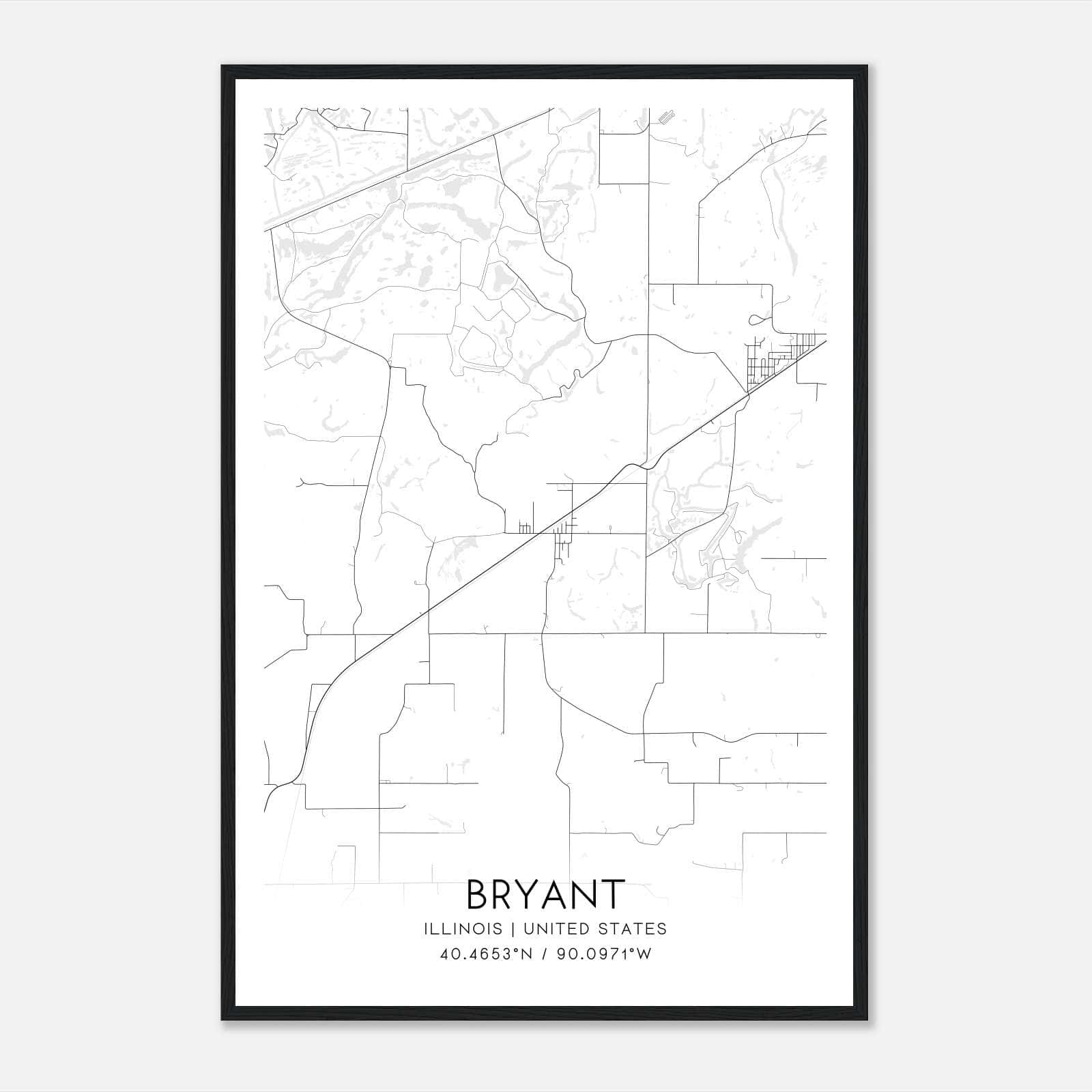 Bryant Illinois Map Poster, Modern Home Decor Wall Art Print Bryant Illinois Map Poster, Modern Home Decor Wall Art Print