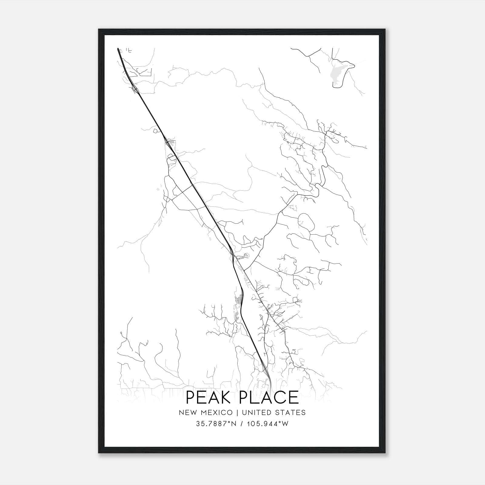 Peak Place New Mexico Map Poster, Modern Home Decor Wall Art Print Peak Place New Mexico Map Poster, Modern Home Decor Wall Art Print