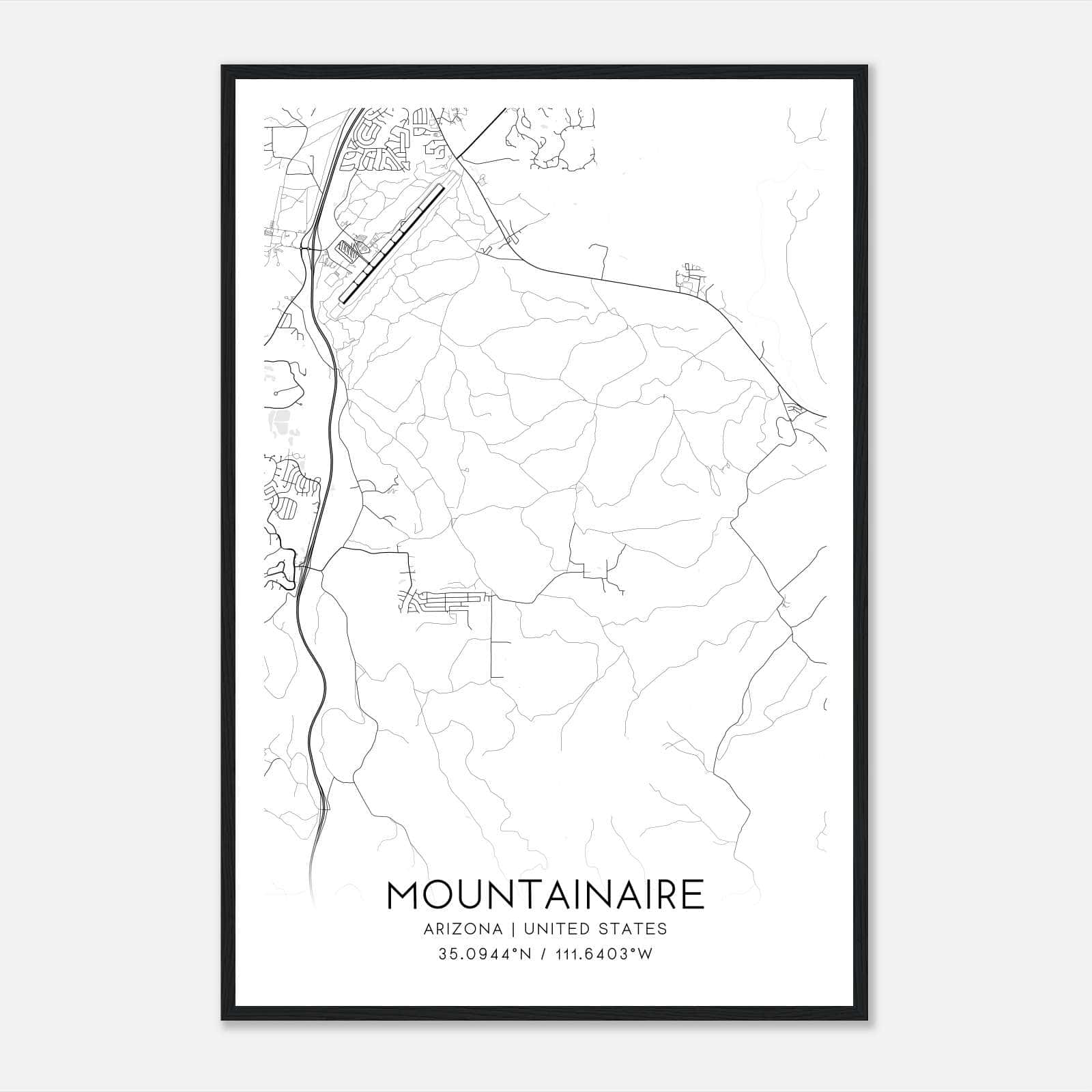 Mountainaire Arizona Map Poster, Modern Home Decor Wall Art Print Mountainaire Arizona Map Poster, Modern Home Decor Wall Art Print