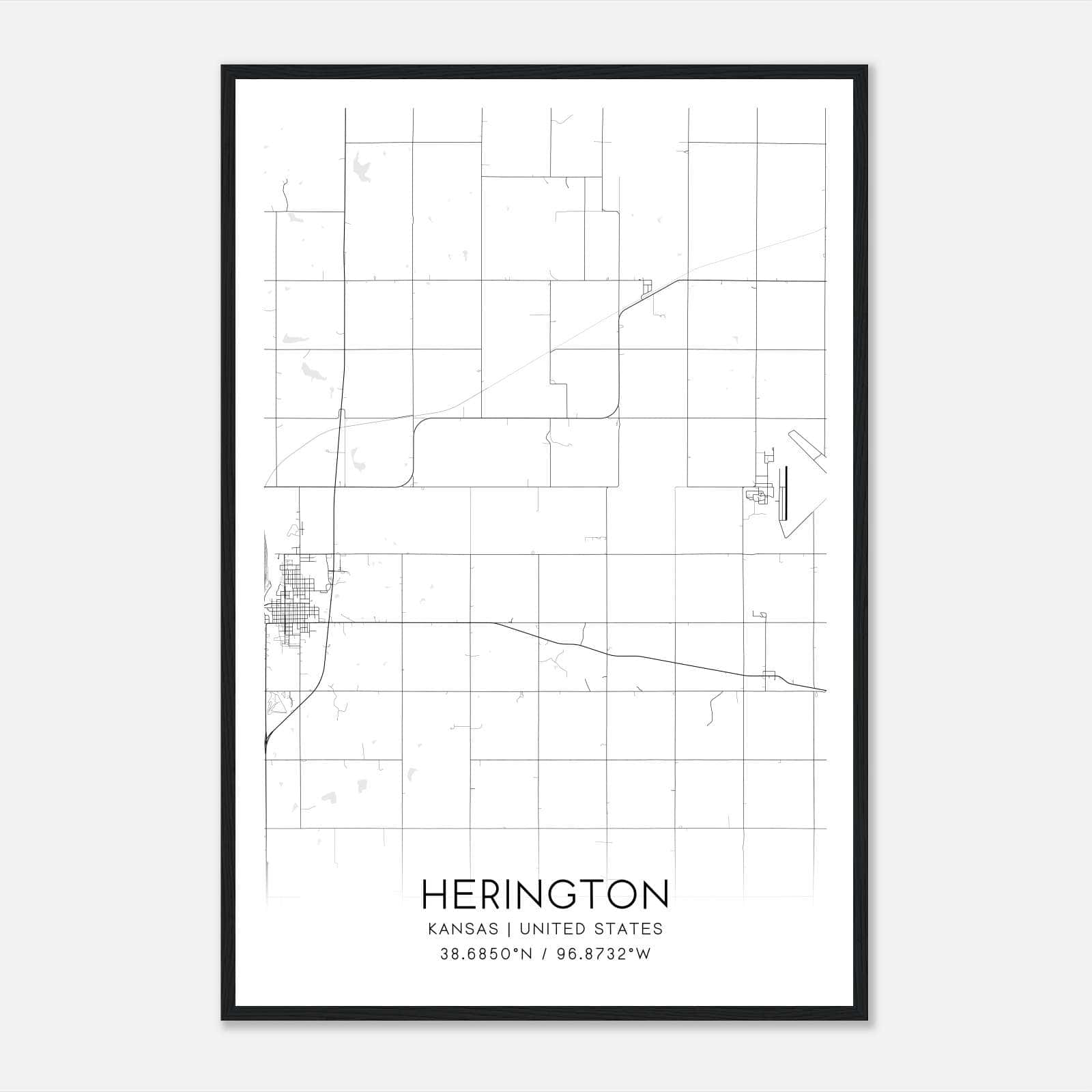 Herington Kansas Map Poster, Modern Home Decor Wall Art Print Herington Kansas Map Poster, Modern Home Decor Wall Art Print