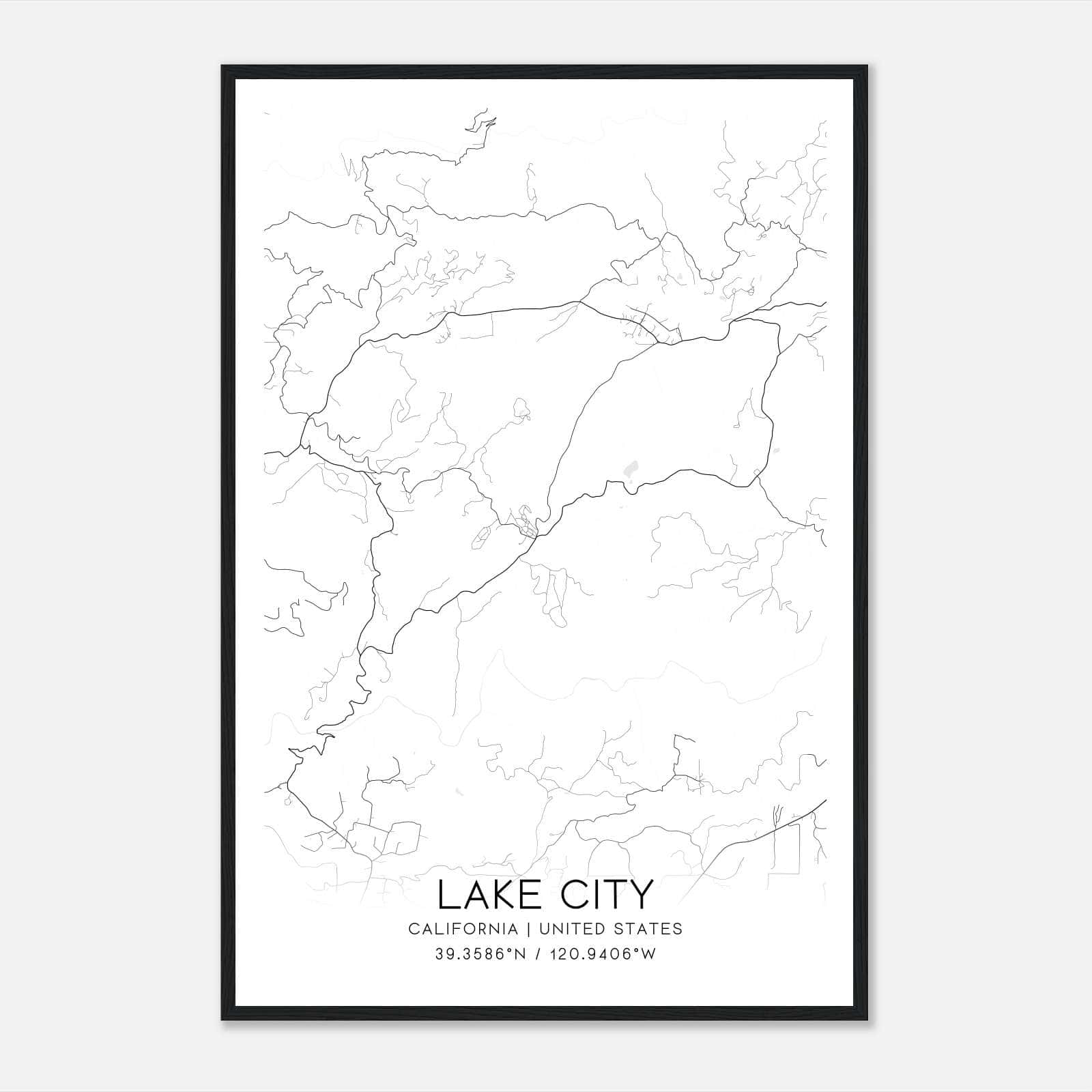 Lake City California Map Poster, Modern Home Decor Wall Art Print Lake City California Map Poster, Modern Home Decor Wall Art Print