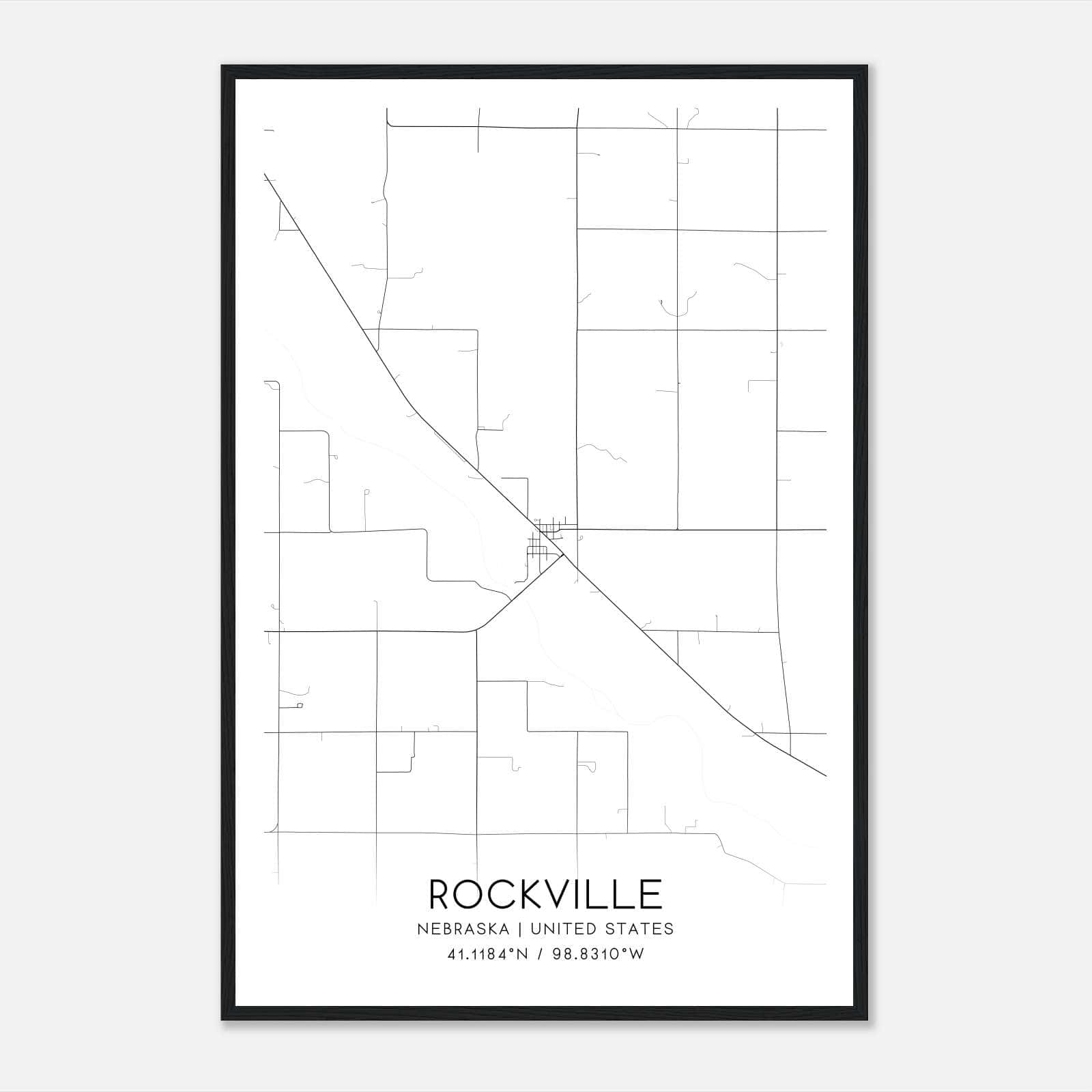 Rockville Nebraska Map Poster, Modern Home Decor Wall Art Print Rockville Nebraska Map Poster, Modern Home Decor Wall Art Print