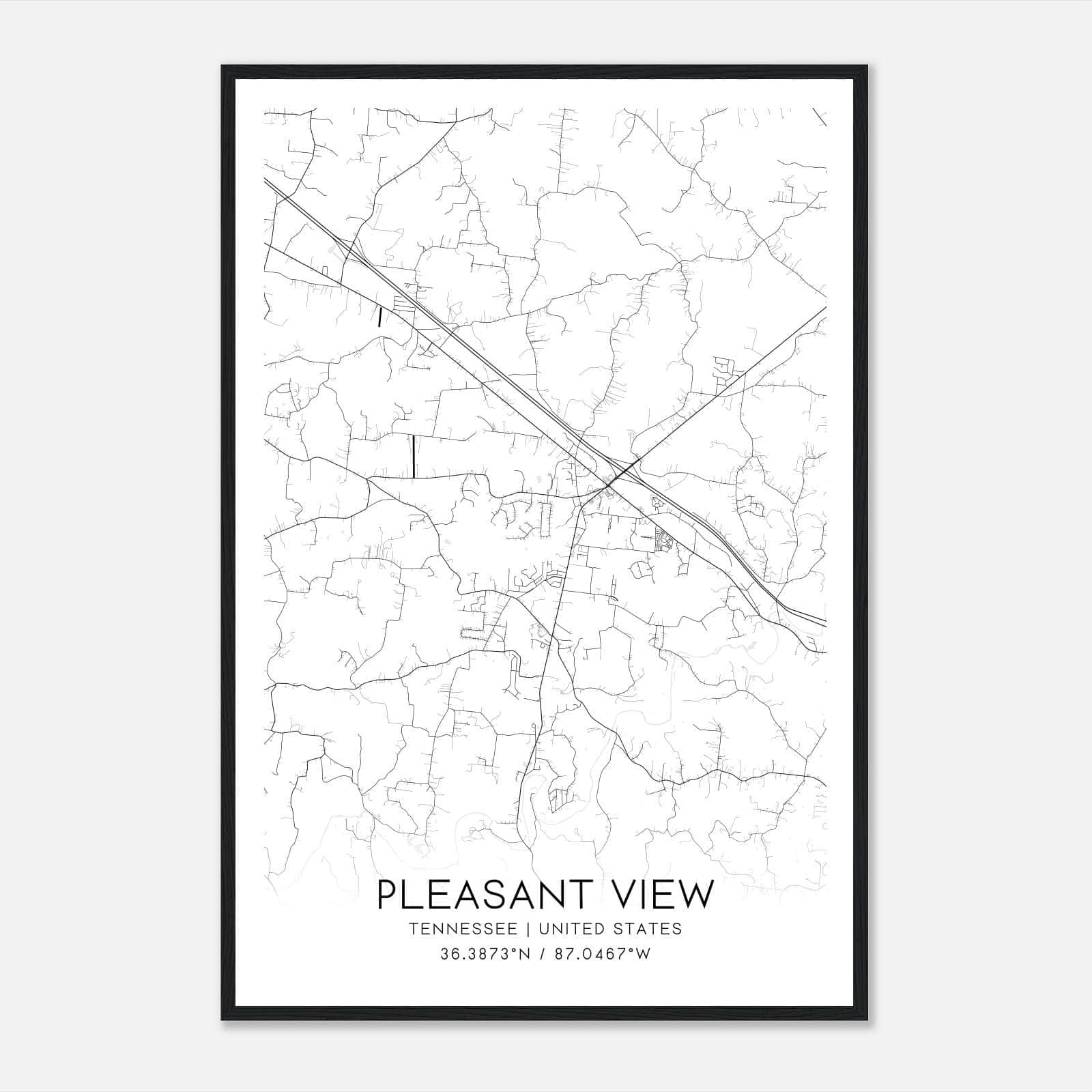Pleasant View Tennessee Map Poster, Modern Home Decor Wall Art Print Pleasant View Tennessee Map Poster, Modern Home Decor Wall Art Print