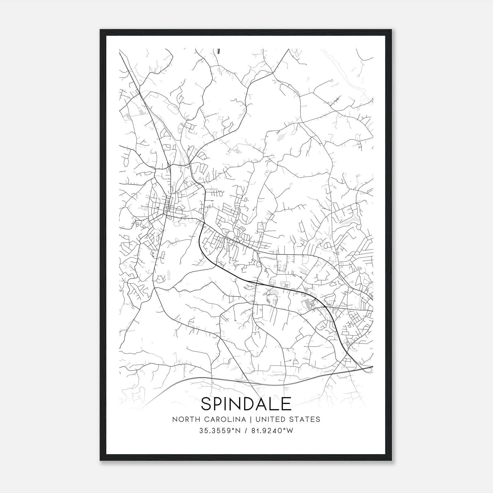 Spindale North Carolina Map Poster, Modern Home Decor Wall Art Print Spindale North Carolina Map Poster, Modern Home Decor Wall Art Print