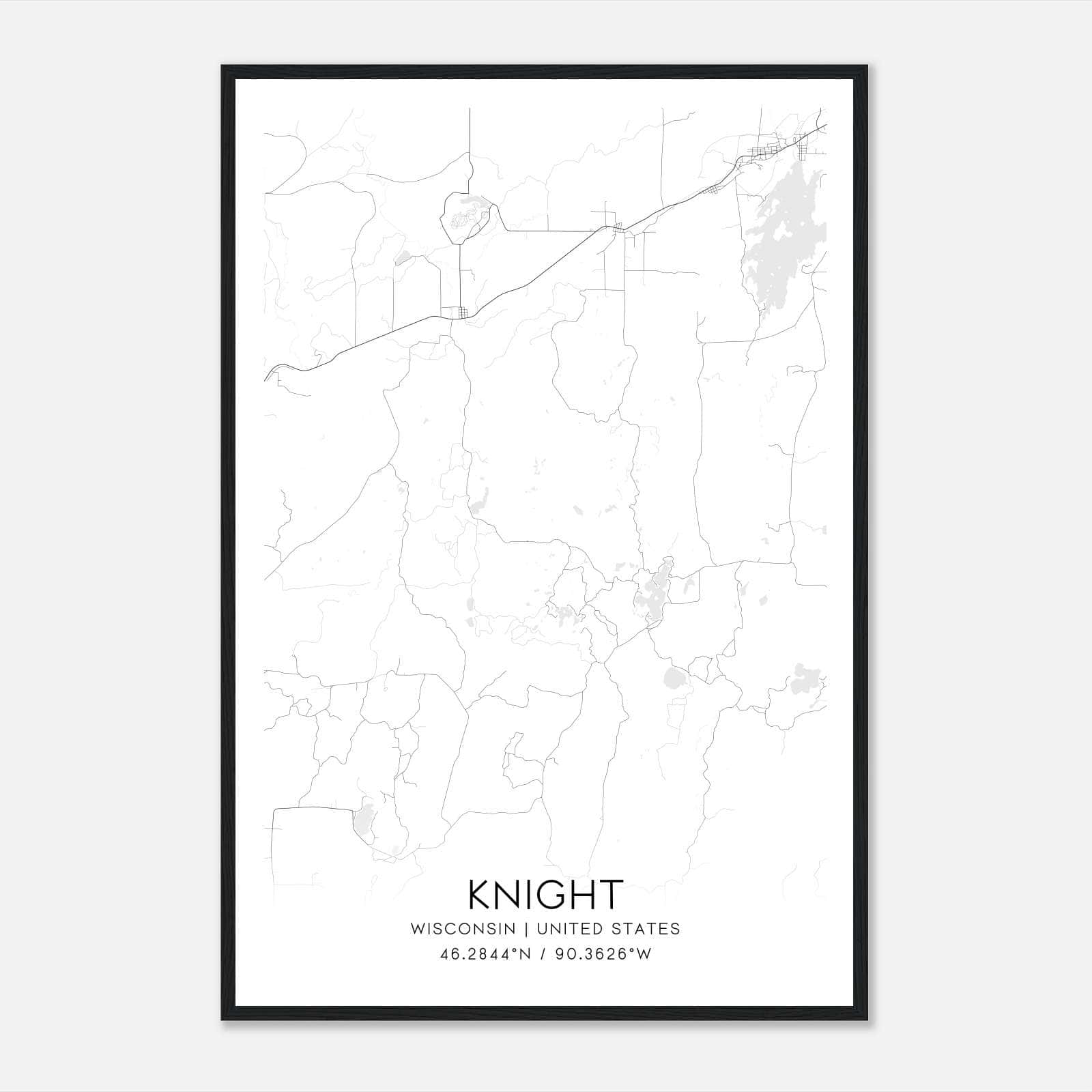 Knight Wisconsin Map Poster, Modern Home Decor Wall Art Print Knight Wisconsin Map Poster, Modern Home Decor Wall Art Print