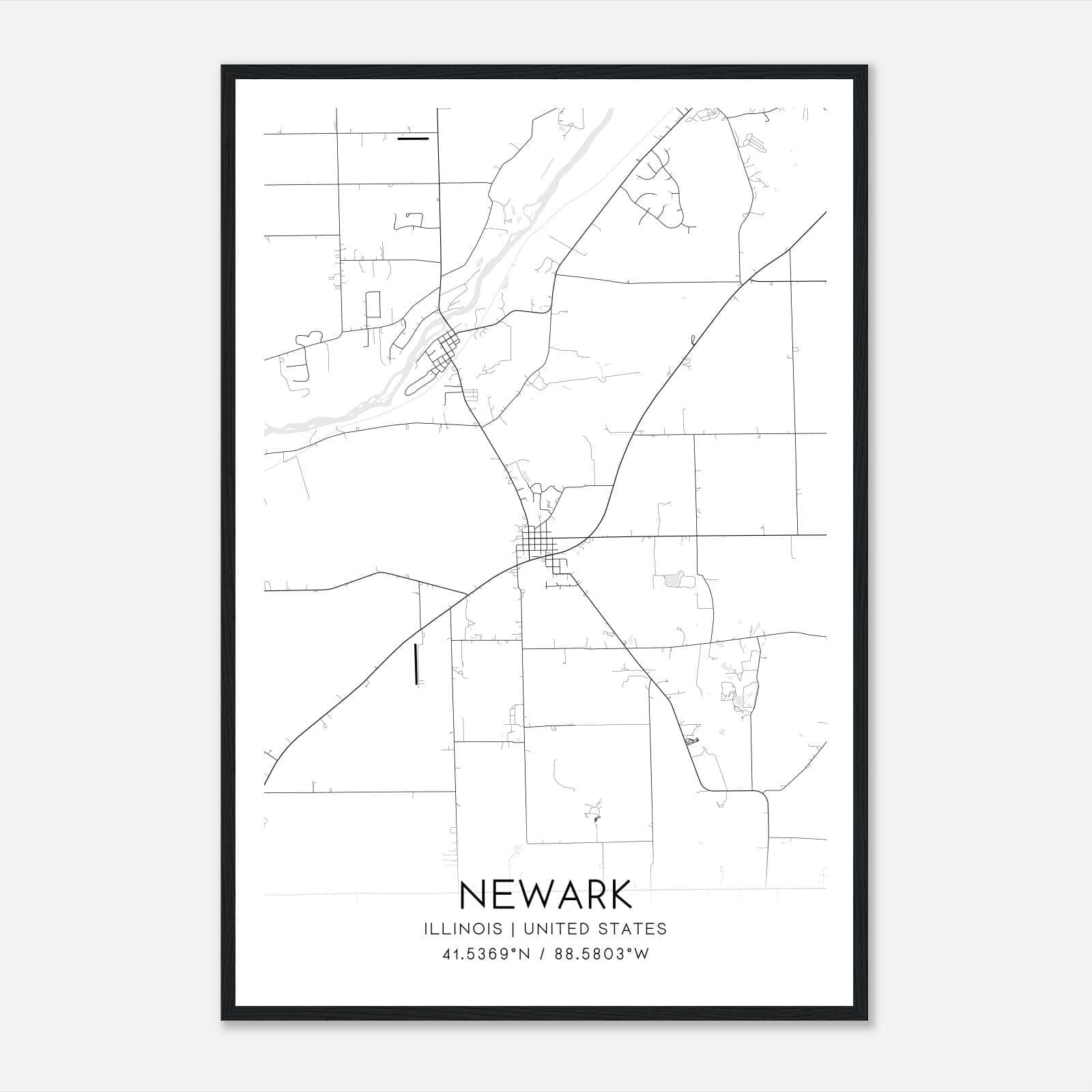 Newark Illinois Map Poster, Modern Home Decor Wall Art Print Newark Illinois Map Poster, Modern Home Decor Wall Art Print