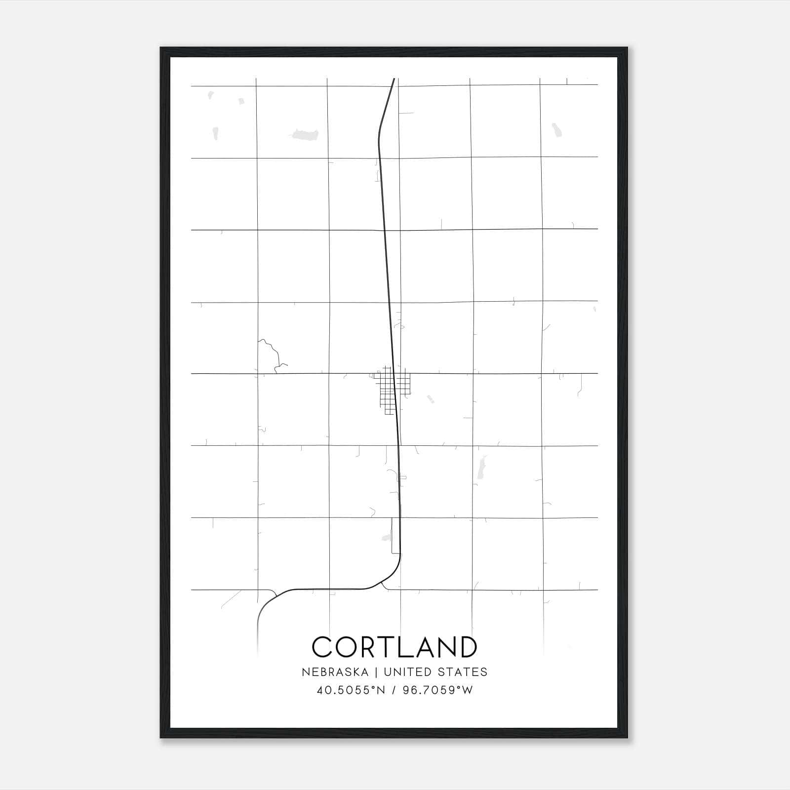 Cortland Nebraska Map Poster, Modern Home Decor Wall Art Print Cortland Nebraska Map Poster, Modern Home Decor Wall Art Print