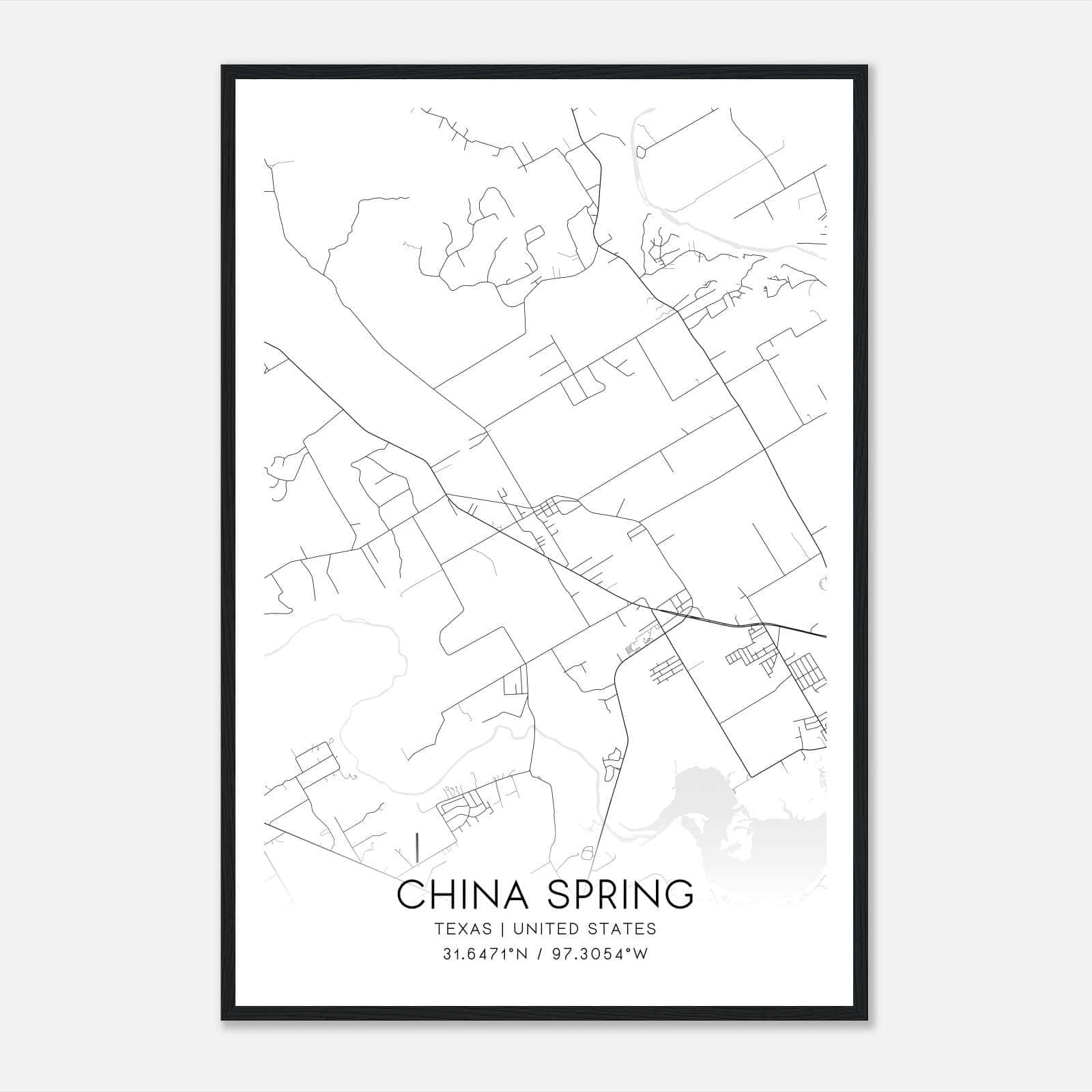 China Spring Texas Map Poster, Modern Home Decor Wall Art Print China Spring Texas Map Poster, Modern Home Decor Wall Art Print