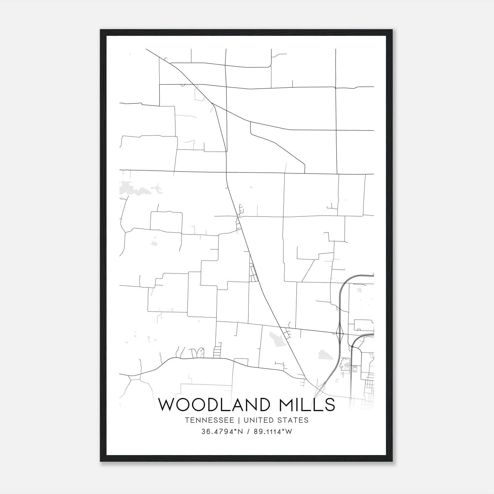 Woodland Mills Tennessee Map Poster, Modern Home Decor Wall Art Print Woodland Mills Tennessee Map Poster, Modern Home Decor Wall Art Print