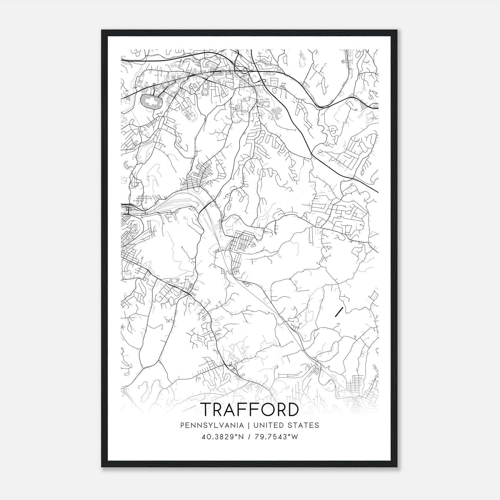 Trafford Pennsylvania Map Poster, Modern Home Decor Wall Art Print Trafford Pennsylvania Map Poster, Modern Home Decor Wall Art Print