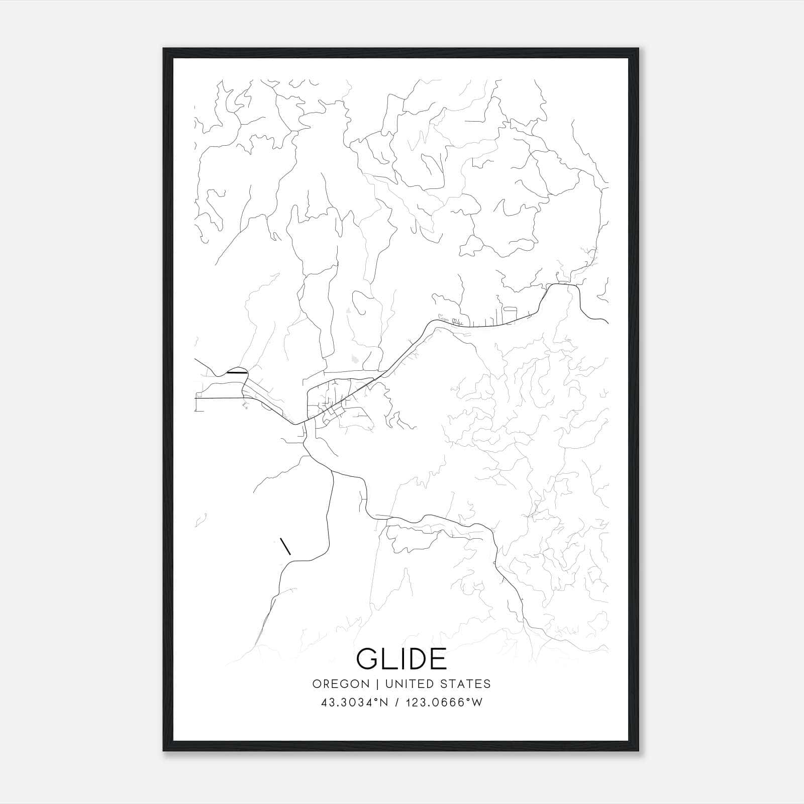 Glide Oregon Map Poster, Modern Home Decor Wall Art Print Glide Oregon Map Poster, Modern Home Decor Wall Art Print