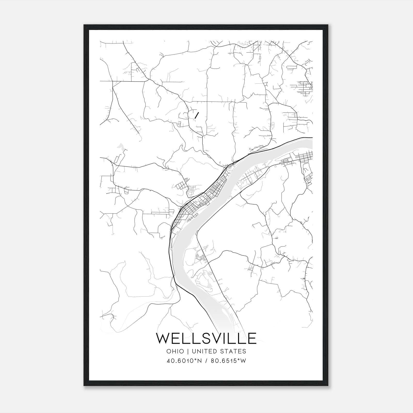 Wellsville Ohio Map Poster, Modern Home Decor Wall Art Print Wellsville Ohio Map Poster, Modern Home Decor Wall Art Print