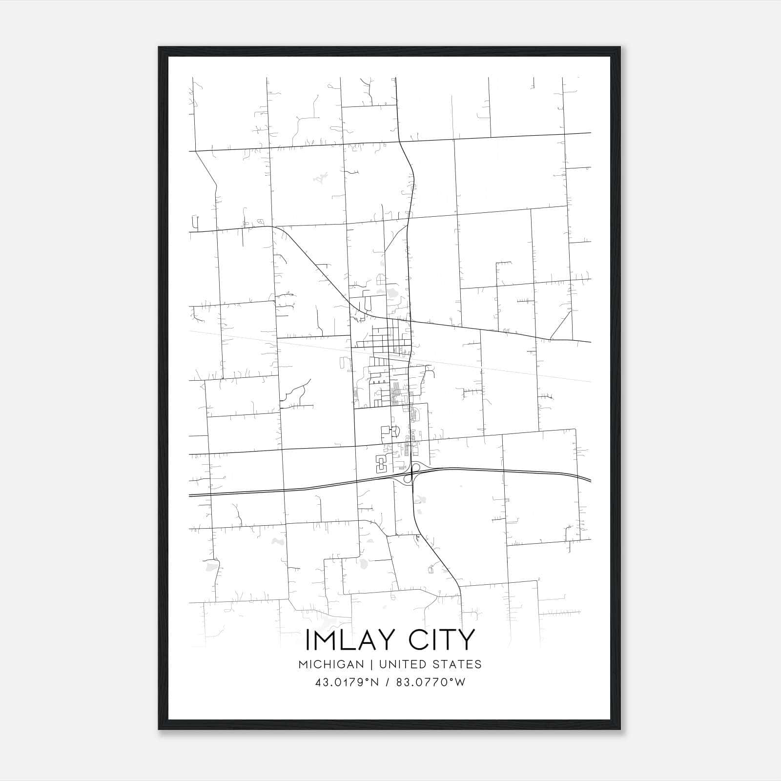 Imlay City Michigan Map Poster, Modern Home Decor Wall Art Print Imlay City Michigan Map Poster, Modern Home Decor Wall Art Print