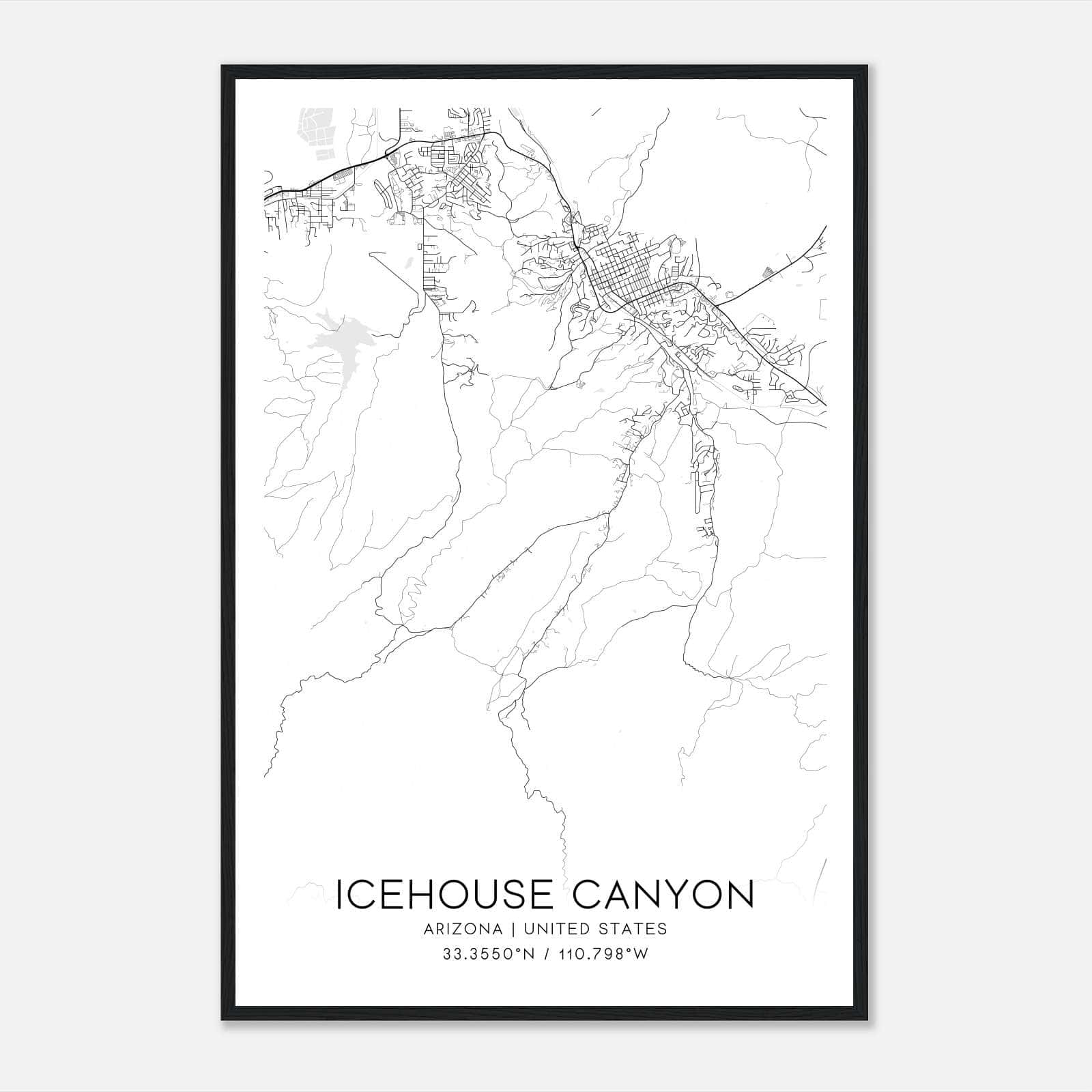 Icehouse Canyon Arizona Map Poster, Modern Home Decor Wall Art Print Icehouse Canyon Arizona Map Poster, Modern Home Decor Wall Art Print