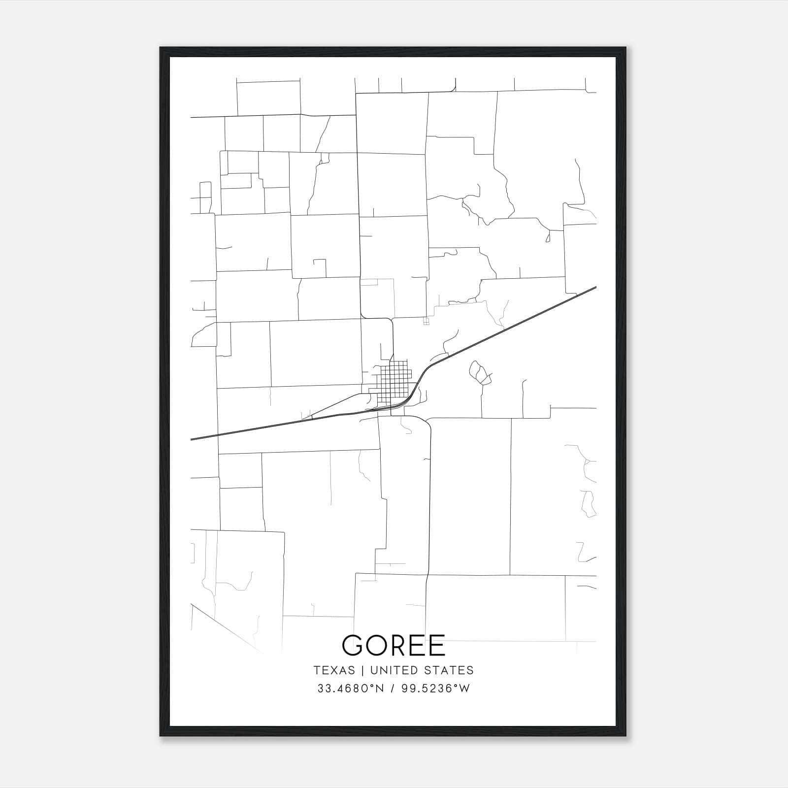 Goree Texas Map Poster, Modern Home Decor Wall Art Print Goree Texas Map Poster, Modern Home Decor Wall Art Print