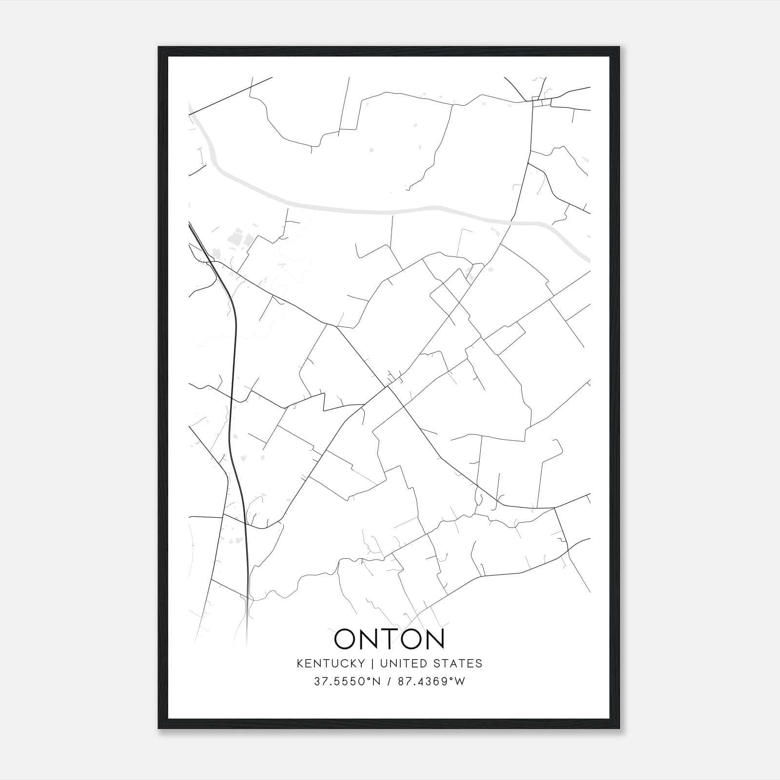 Onton Kentucky Map Poster, Modern Home Decor Wall Art Print Onton Kentucky Map Poster, Modern Home Decor Wall Art Print