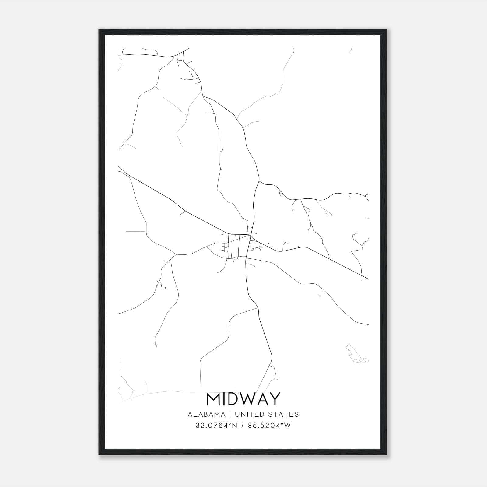 Midway Alabama Map Poster, Modern Home Decor Wall Art Print Midway Alabama Map Poster, Modern Home Decor Wall Art Print