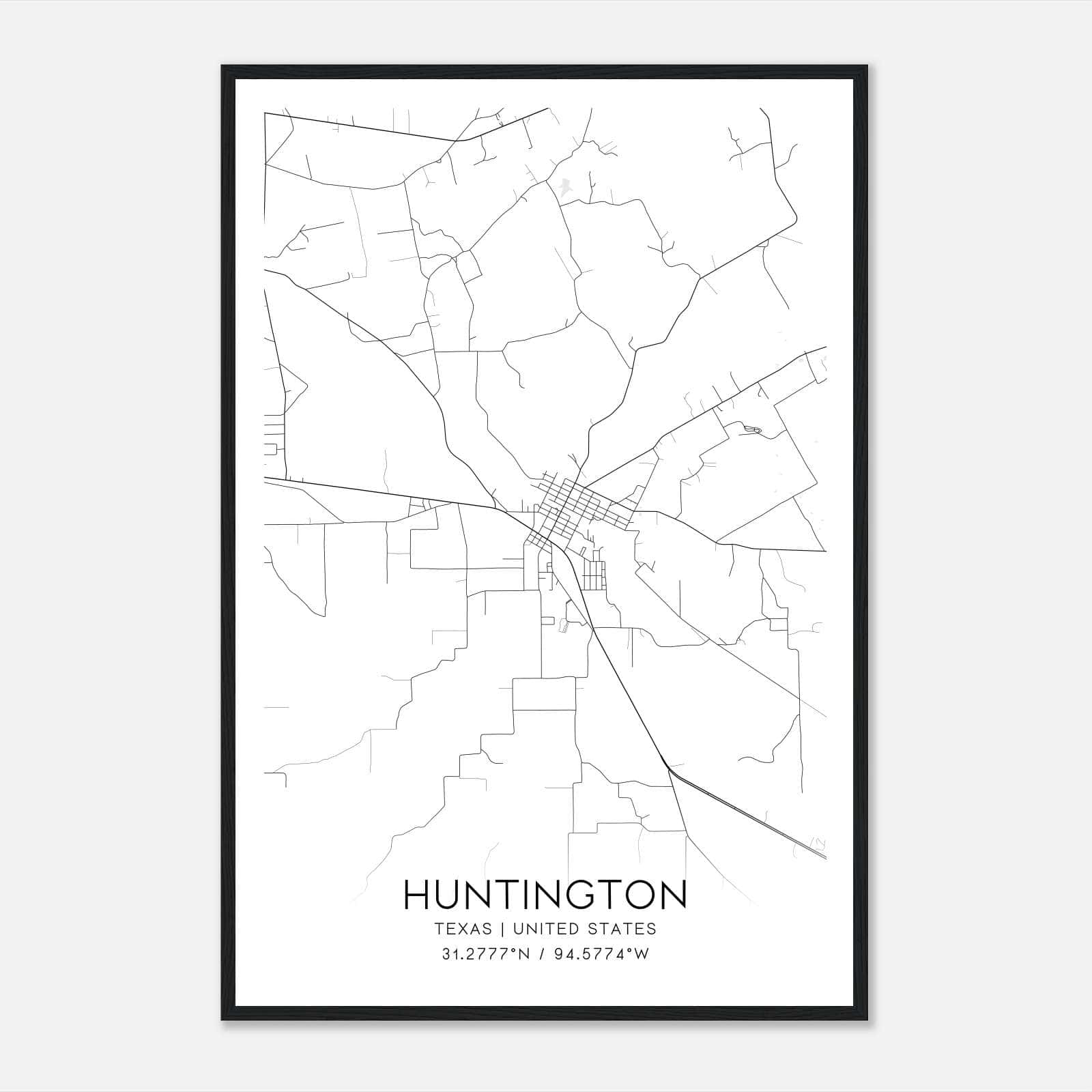 Huntington Texas Map Poster, Modern Home Decor Wall Art Print Huntington Texas Map Poster, Modern Home Decor Wall Art Print