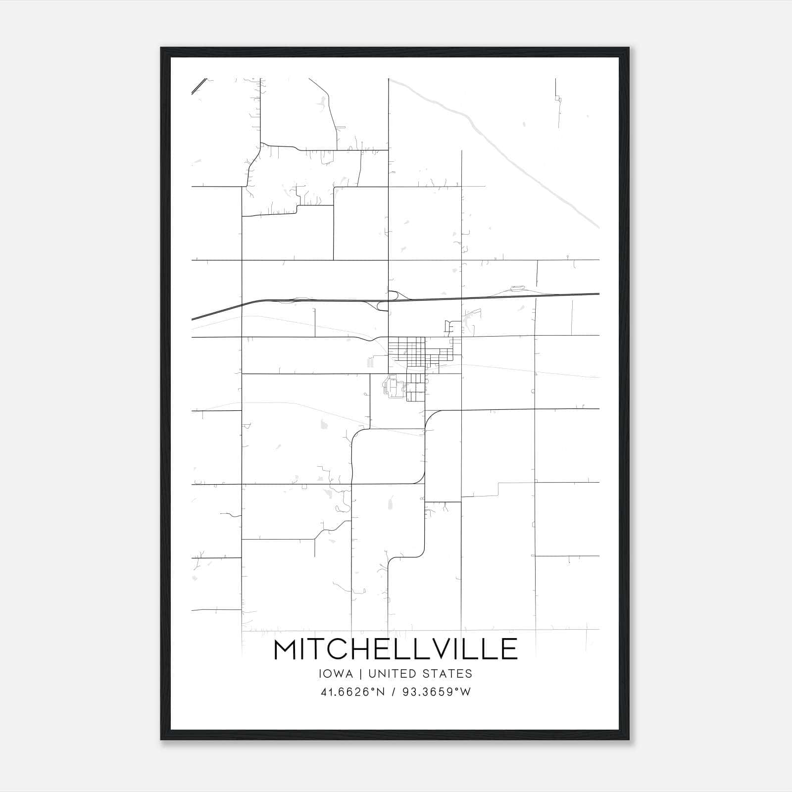Mitchellville Iowa Map Poster, Modern Home Decor Wall Art Print Mitchellville Iowa Map Poster, Modern Home Decor Wall Art Print