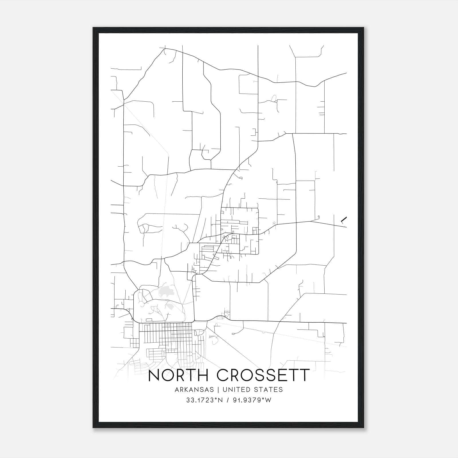 North Crossett Arkansas Map Poster, Modern Home Decor Wall Art Print North Crossett Arkansas Map Poster, Modern Home Decor Wall Art Print