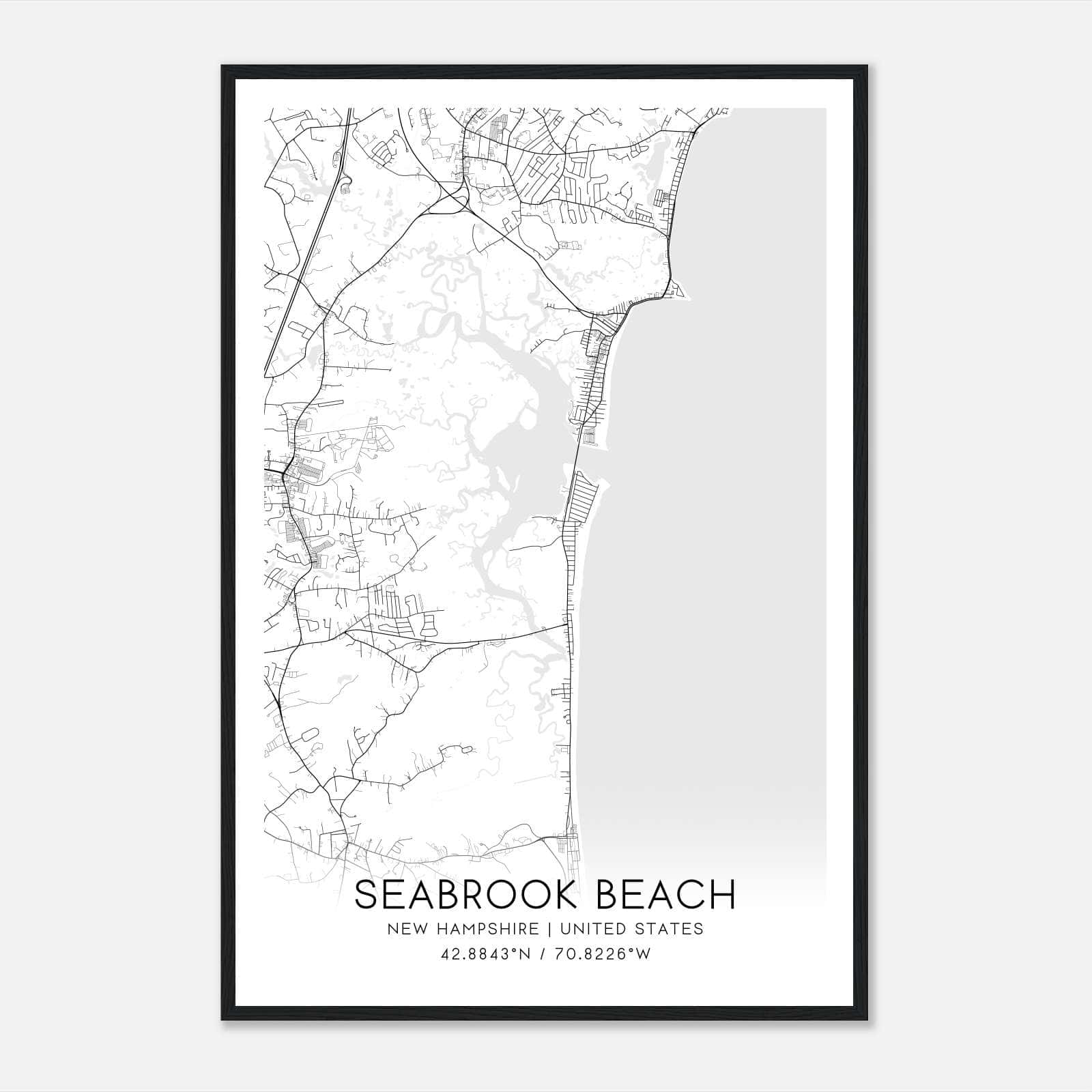 Seabrook Beach New Hampshire Map Poster, Modern Home Decor Wall Art Print Seabrook Beach New Hampshire Map Poster, Modern Home Decor Wall Art Print