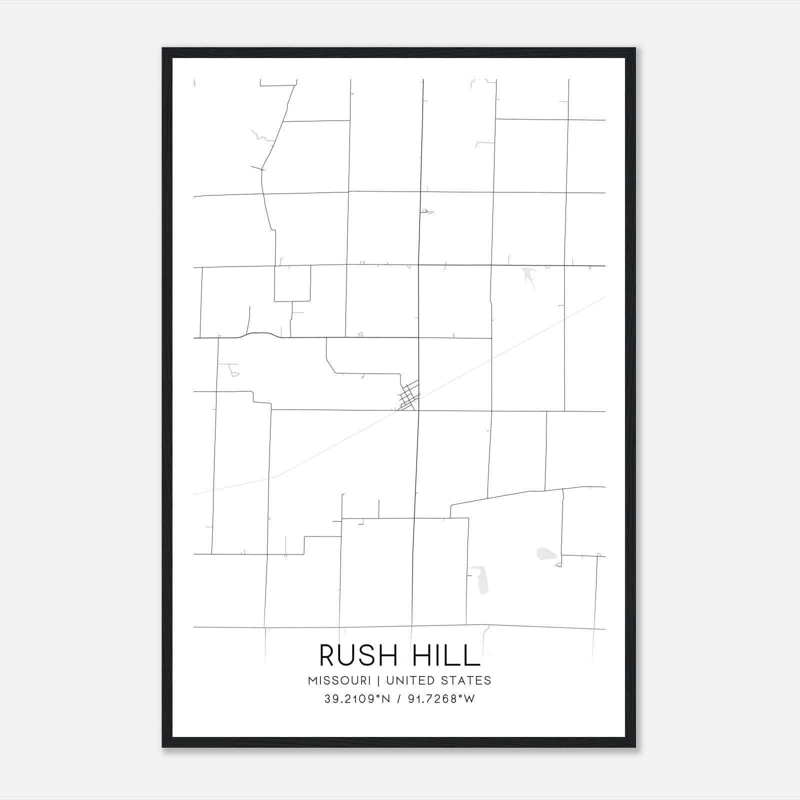 Rush Hill Missouri Map Poster, Modern Home Decor Wall Art Print Rush Hill Missouri Map Poster, Modern Home Decor Wall Art Print