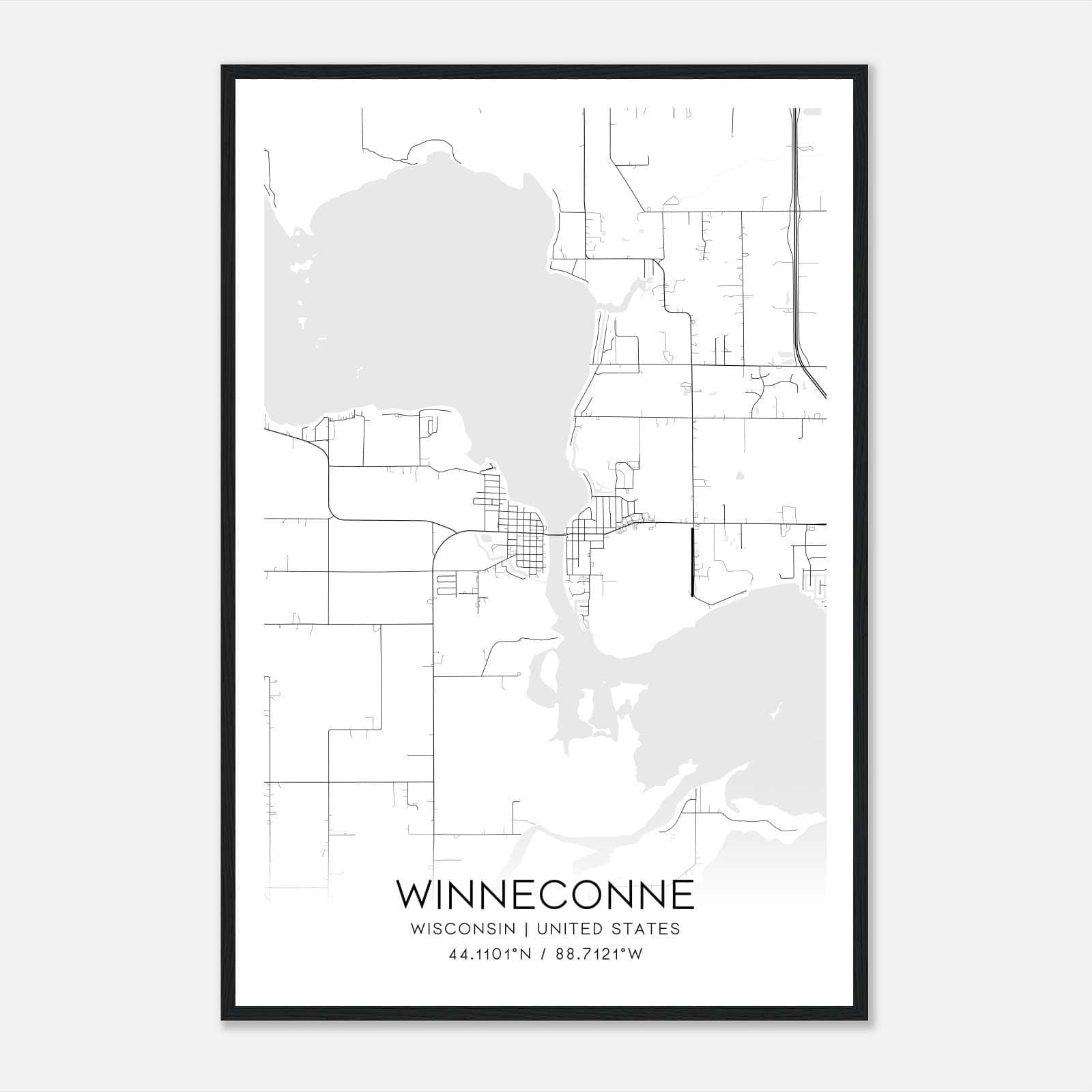 Winneconne Wisconsin Map Poster, Modern Home Decor Wall Art Print Winneconne Wisconsin Map Poster, Modern Home Decor Wall Art Print