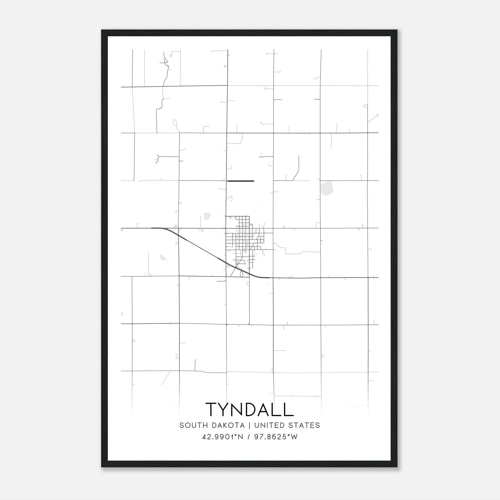 Tyndall South Dakota Map Poster, Modern Home Decor Wall Art Print Tyndall South Dakota Map Poster, Modern Home Decor Wall Art Print