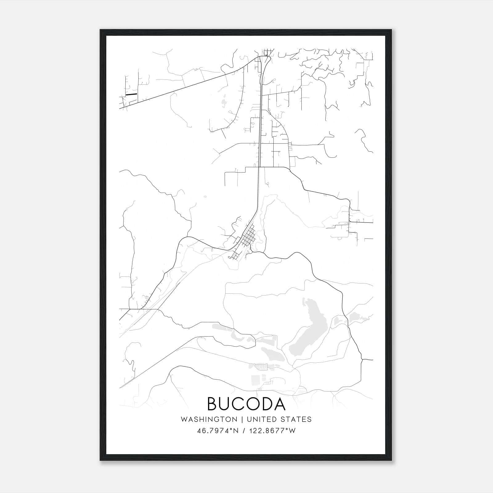 Bucoda Washington Map Poster, Modern Home Decor Wall Art Print Bucoda Washington Map Poster, Modern Home Decor Wall Art Print
