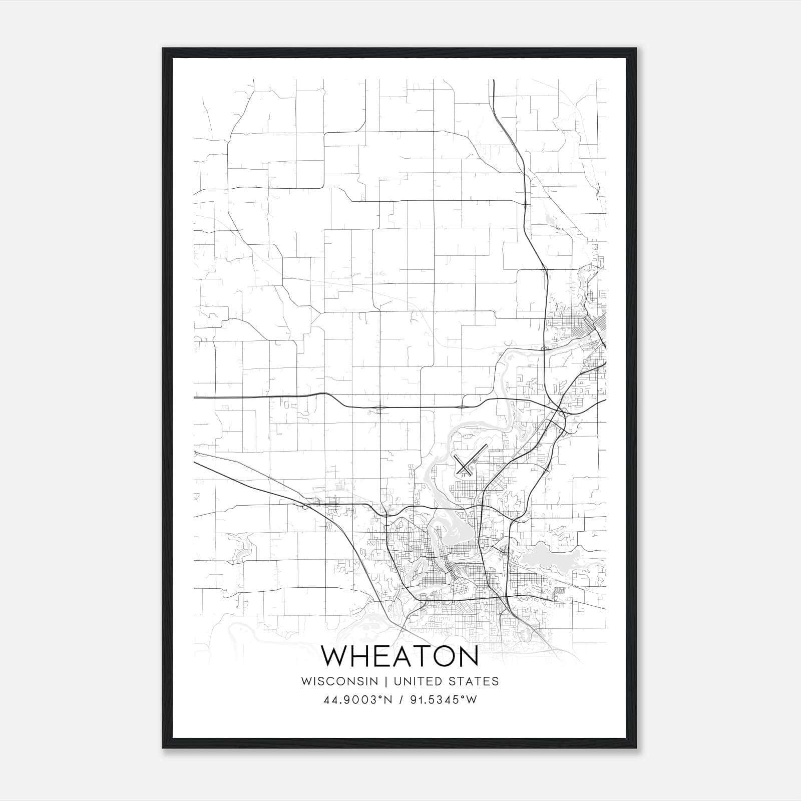 Wheaton Wisconsin Map Poster, Modern Home Decor Wall Art Print Wheaton Wisconsin Map Poster, Modern Home Decor Wall Art Print
