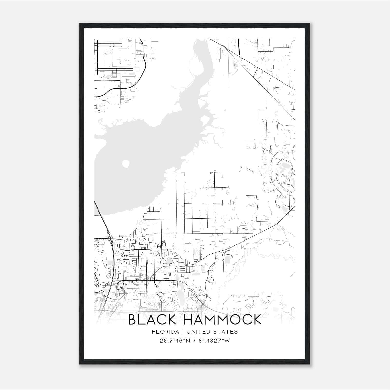 Black Hammock Florida Map Poster, Modern Home Decor Wall Art Print Black Hammock Florida Map Poster, Modern Home Decor Wall Art Print