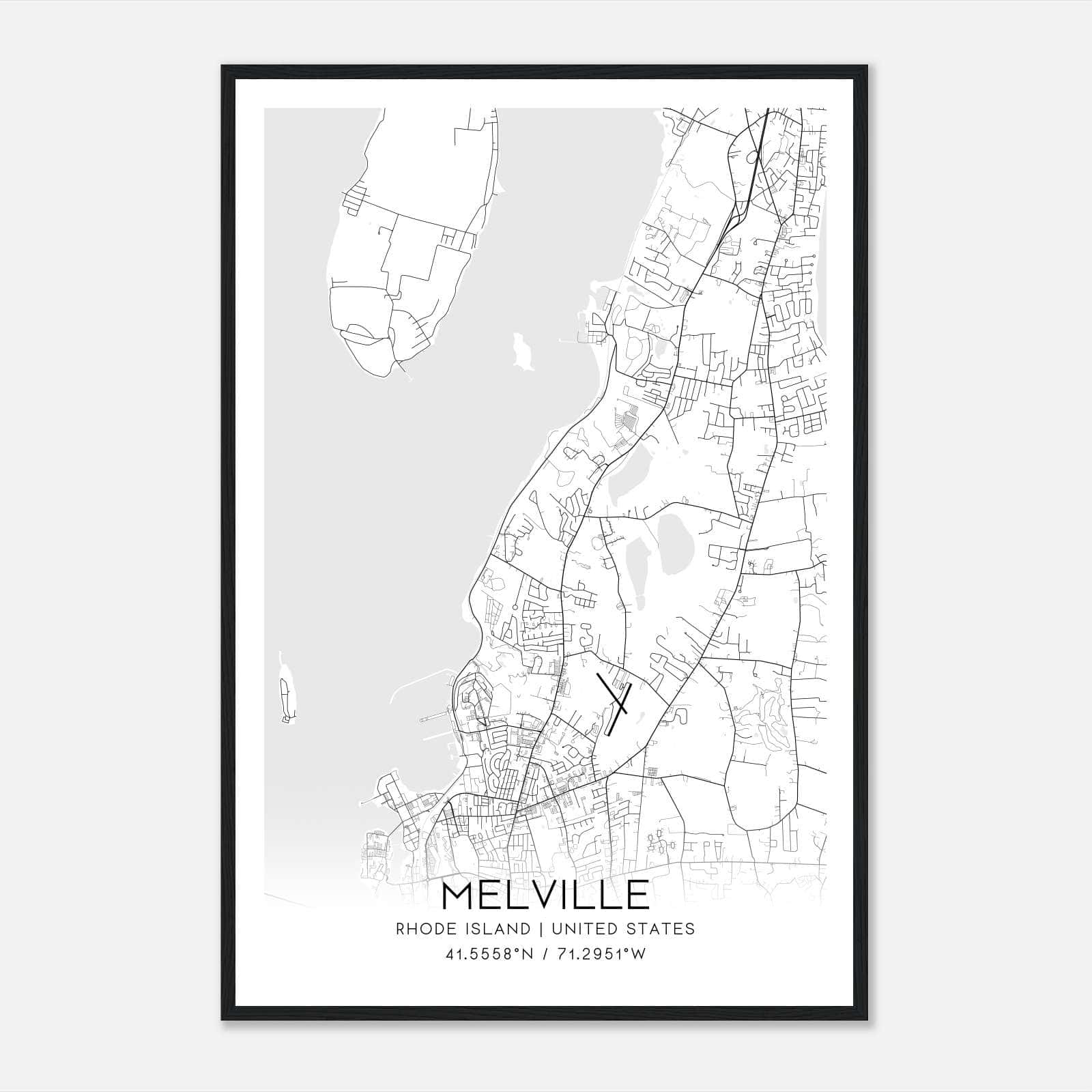 Melville Rhode Island Map Poster, Modern Home Decor Wall Art Print Melville Rhode Island Map Poster, Modern Home Decor Wall Art Print