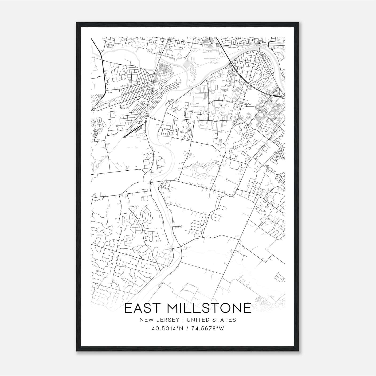 East Millstone New Jersey Map Poster, Modern Home Decor Wall Art Print East Millstone New Jersey Map Poster, Modern Home Decor Wall Art Print