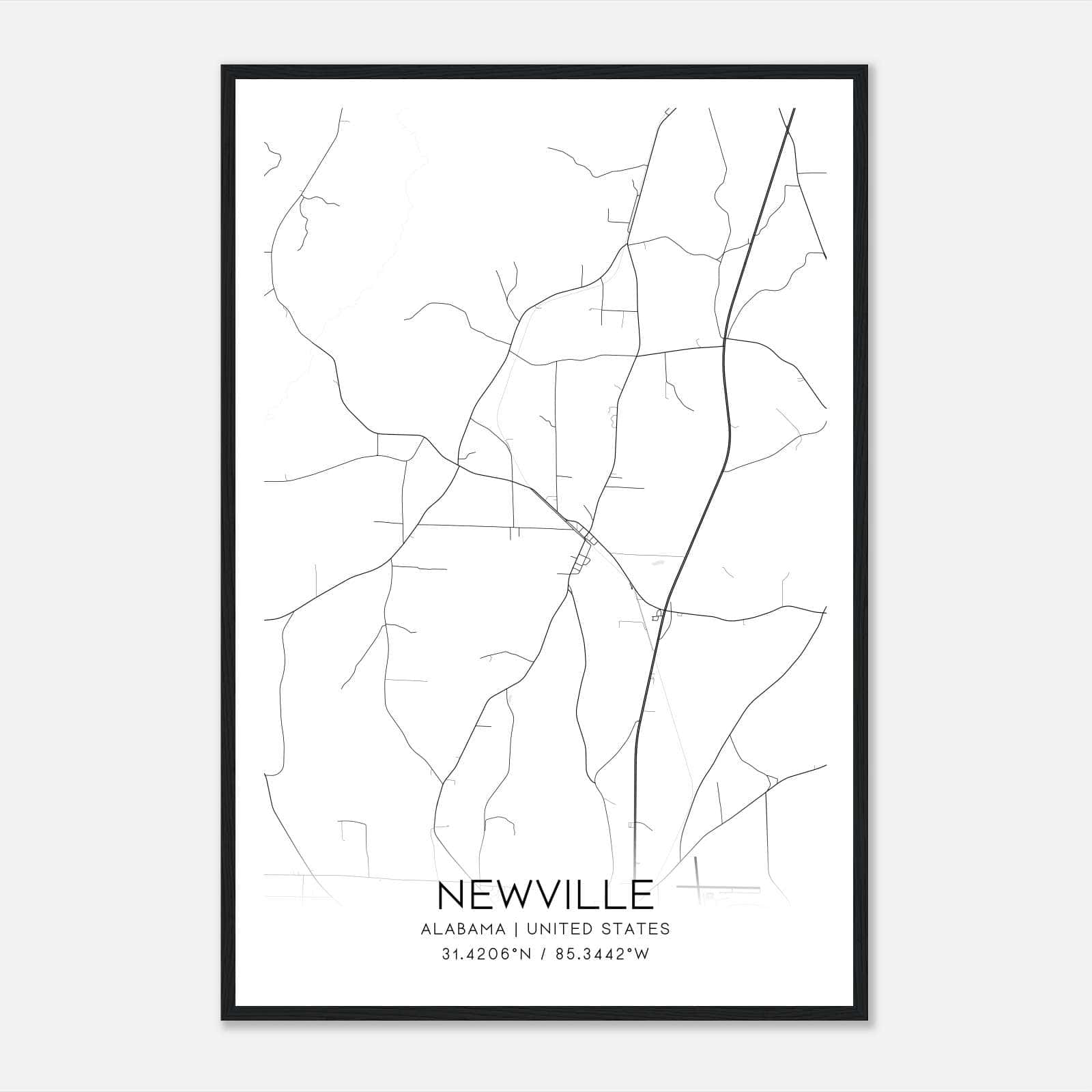Newville Alabama Map Poster, Modern Home Decor Wall Art Print Newville Alabama Map Poster, Modern Home Decor Wall Art Print