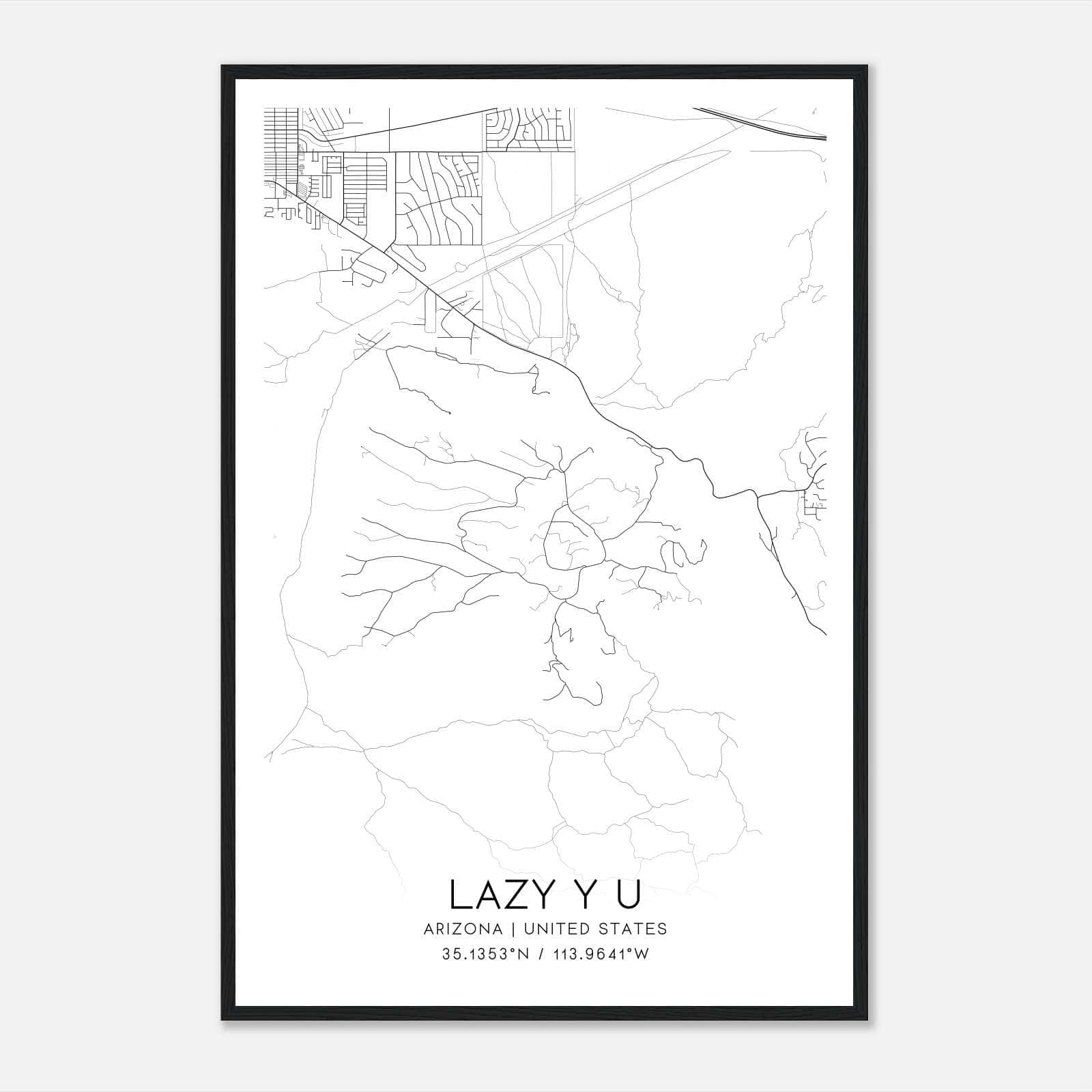 Lazy Y U Arizona Map Poster, Modern Home Decor Wall Art Print Lazy Y U Arizona Map Poster, Modern Home Decor Wall Art Print